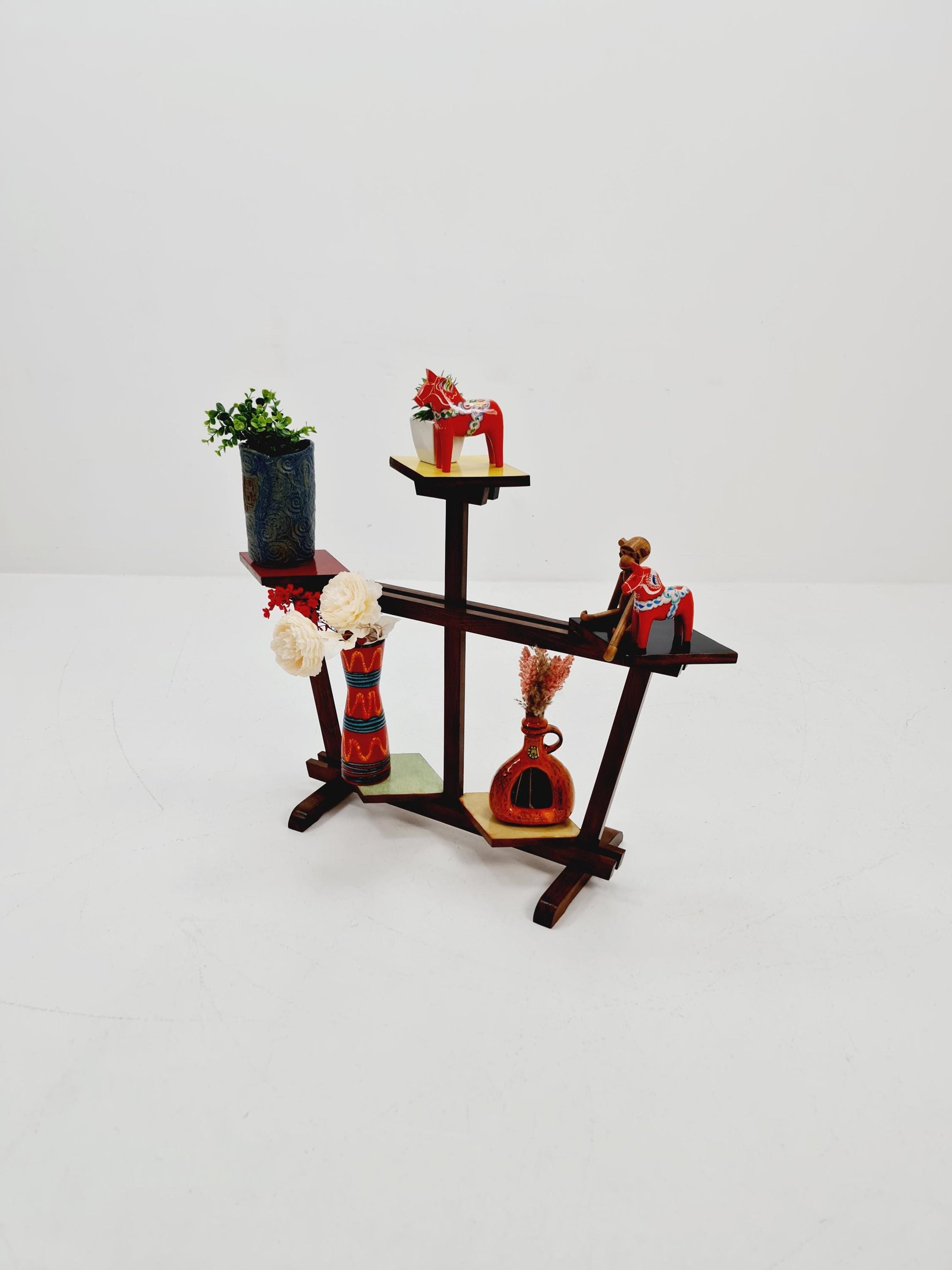 Big 1950s German Plant Stand, Colorful Vintage Mid-Century Minimalist Indoor Plant Stand Side Table Retro flower table