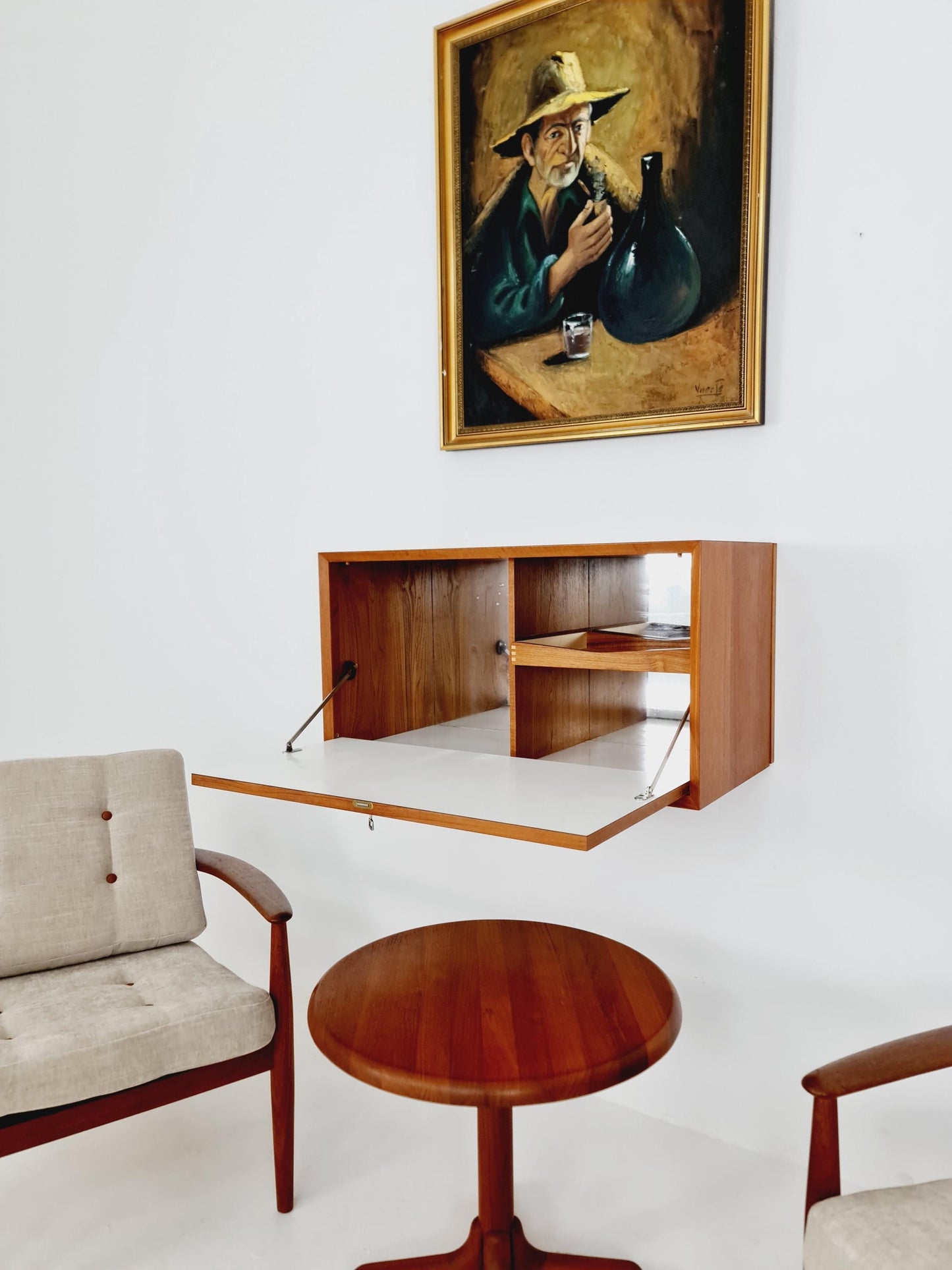 Mid century Single Danish Teak Wall Bar by Poul Cadovius for Cado, Denmark, 1960s