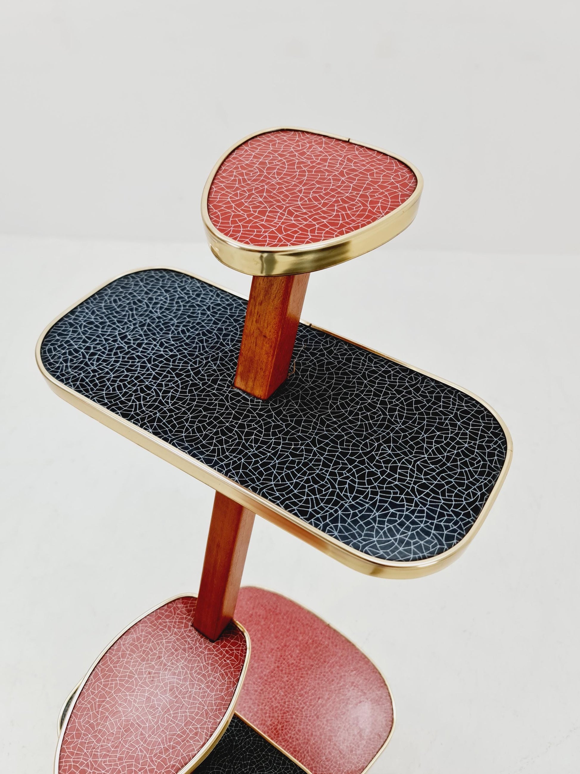 Big 1950s German Plant Stand, Colorful Vintage Mid-Century Minimalist Indoor Plant Stand Side Table Retro flower table