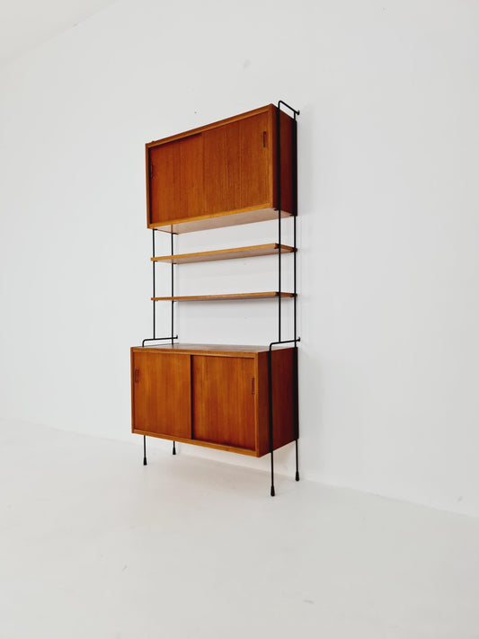 Mid century Teak wall shelving unit by Hilker for Omnia, Germany, 1960s