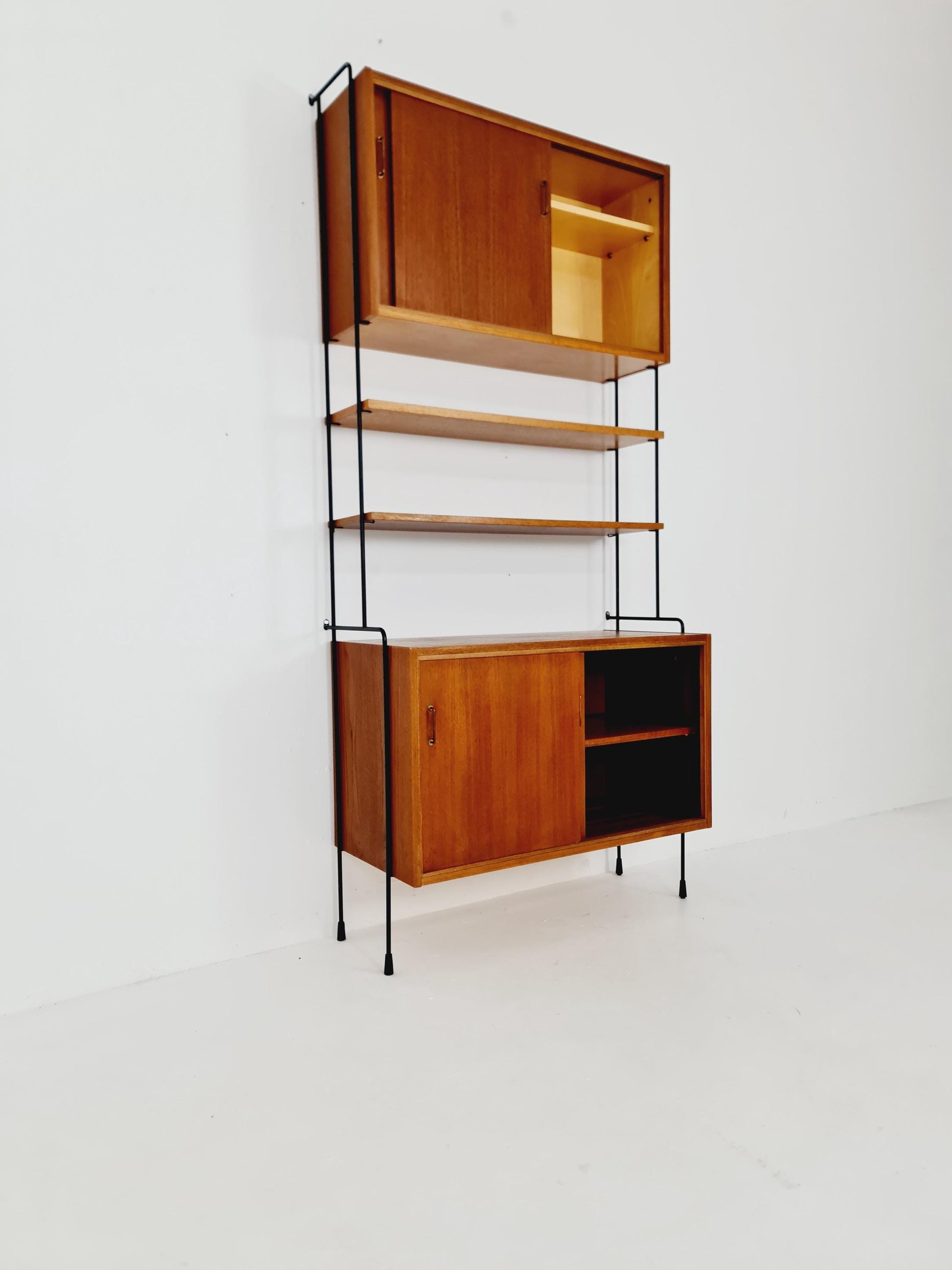 Mid century Teak wall shelving unit by Hilker for Omnia, Germany, 1960s
