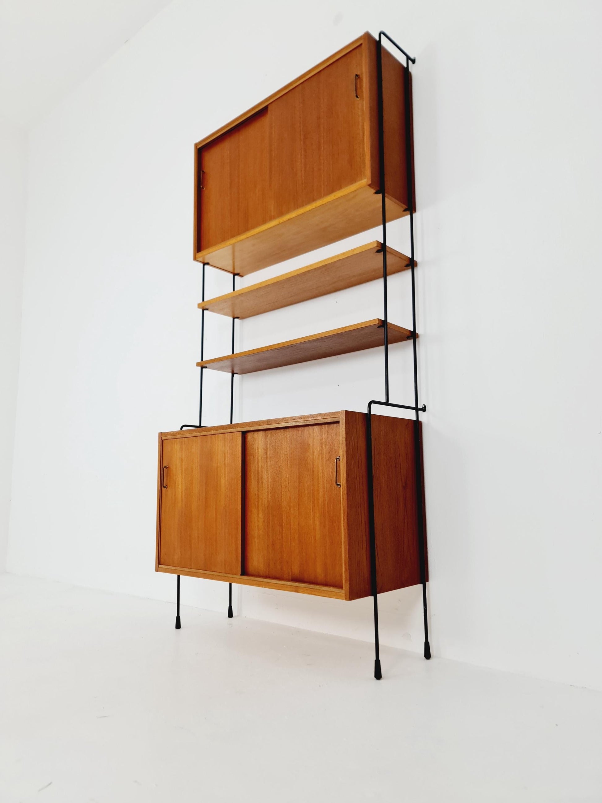 Mid century Teak wall shelving unit by Hilker for Omnia, Germany, 1960s