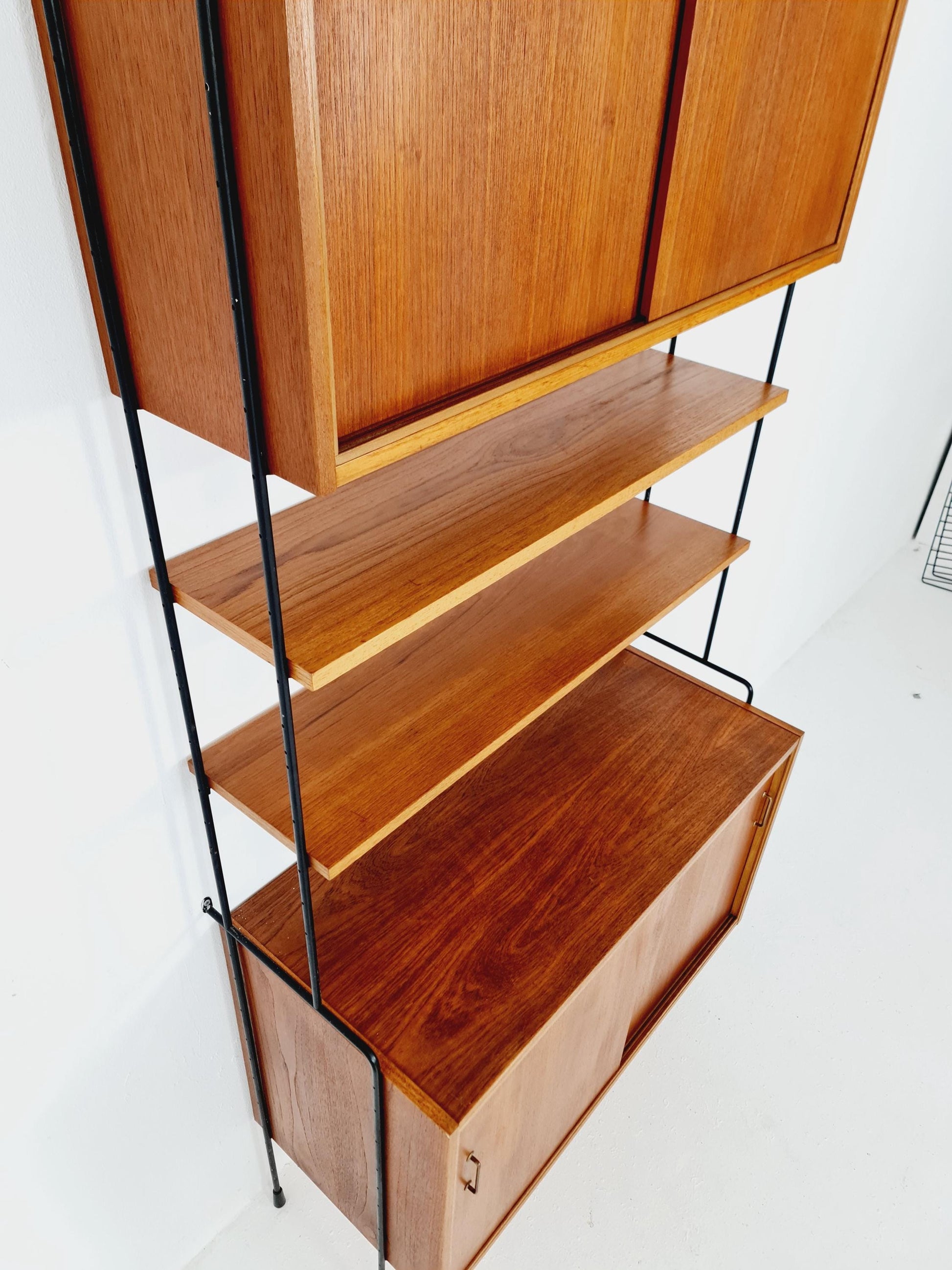 Mid century Teak wall shelving unit by Hilker for Omnia, Germany, 1960s