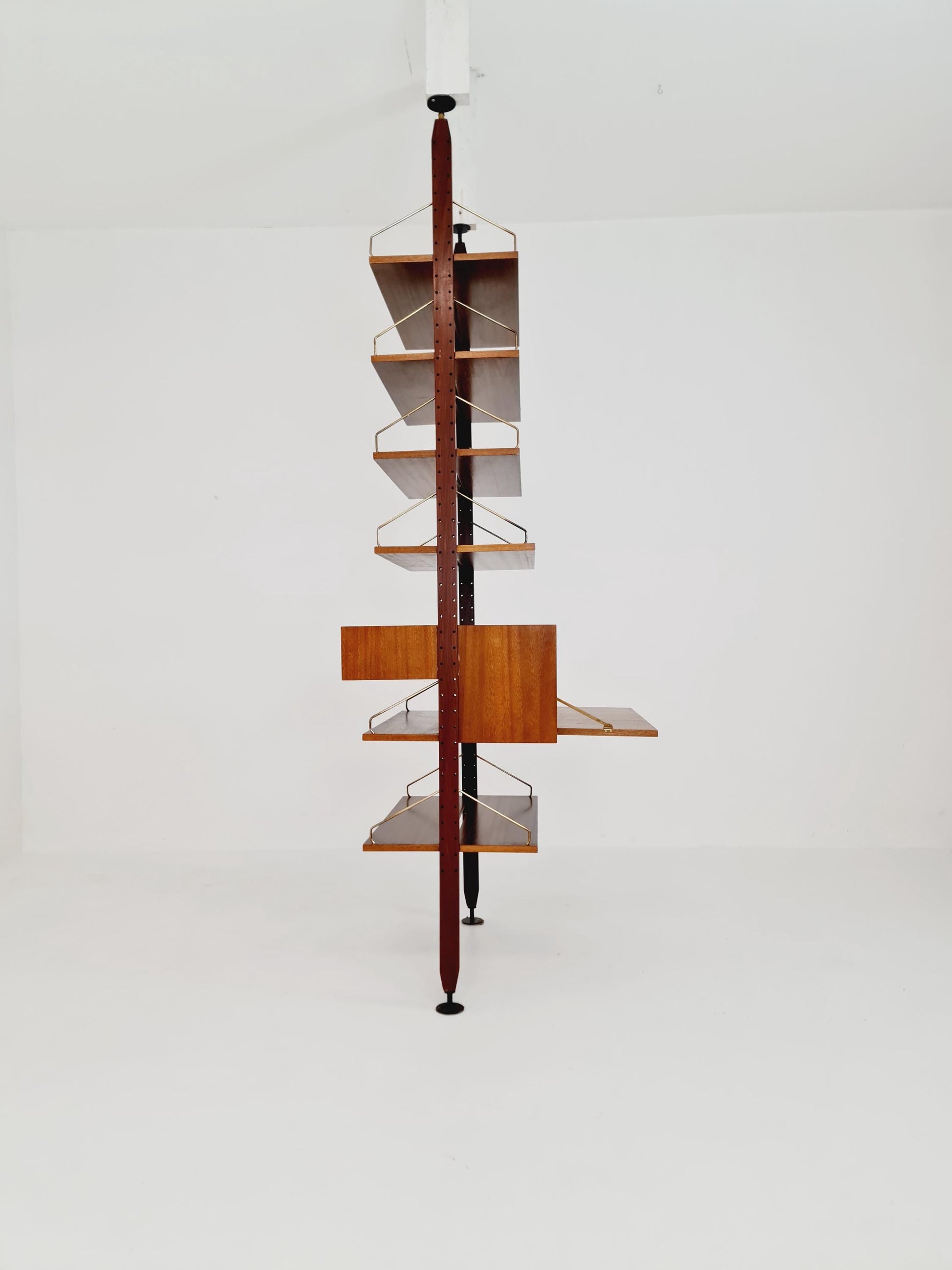 Two sides Midcentury Danish teak free standing room divider shelving Unit, by Poul Cadovius, 1960s