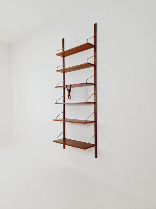 Midcentury Danish walnut Wall-Mounted Shelving Unit, by Royal for Poul Cadovius, 1960s