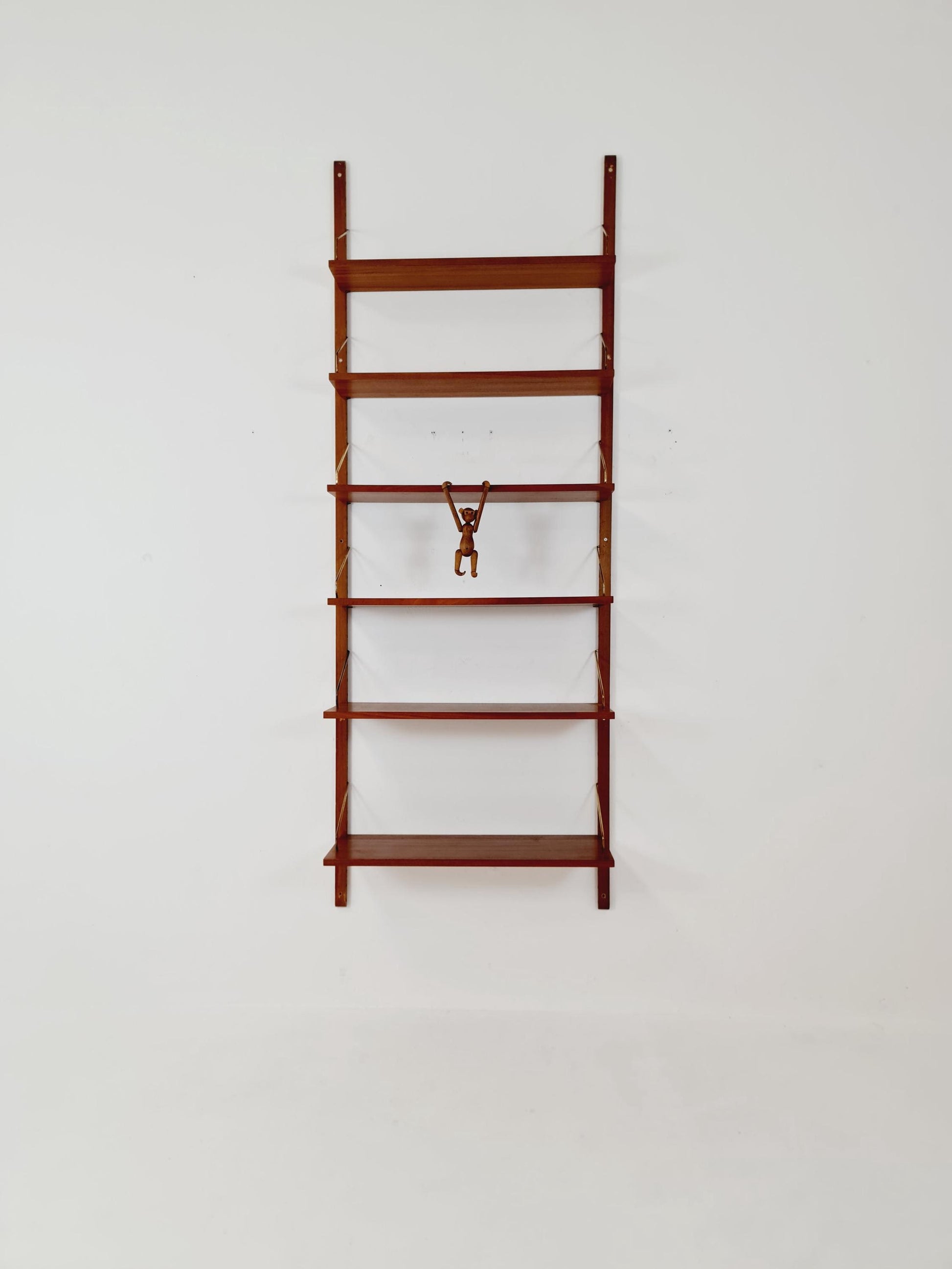 Midcentury Danish walnut Wall-Mounted Shelving Unit, by Royal for Poul Cadovius, 1960s