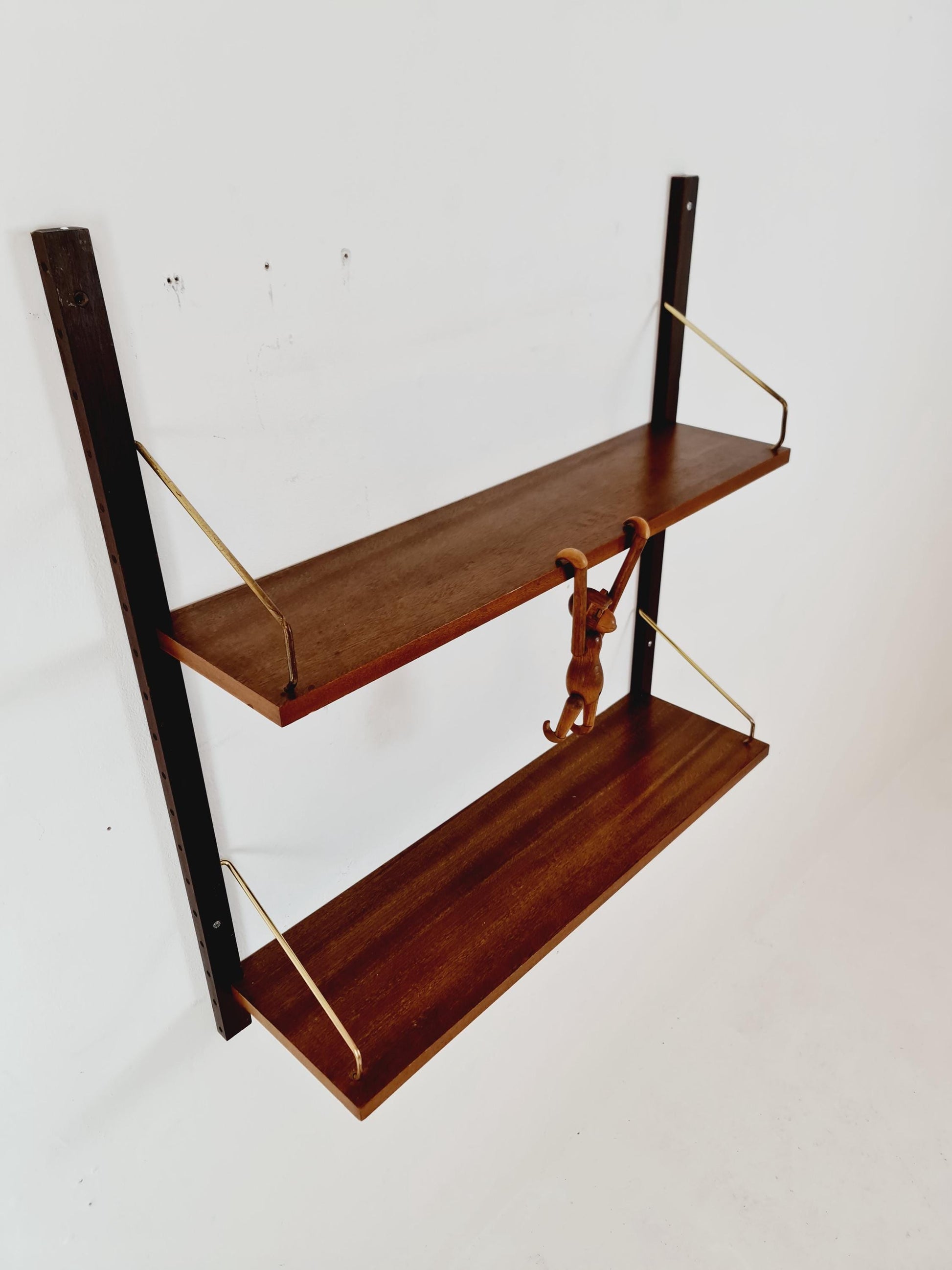 Midcentury Danish walnut Wall-Mounted Shelving Unit, by Royal for Poul Cadovius, 1960s