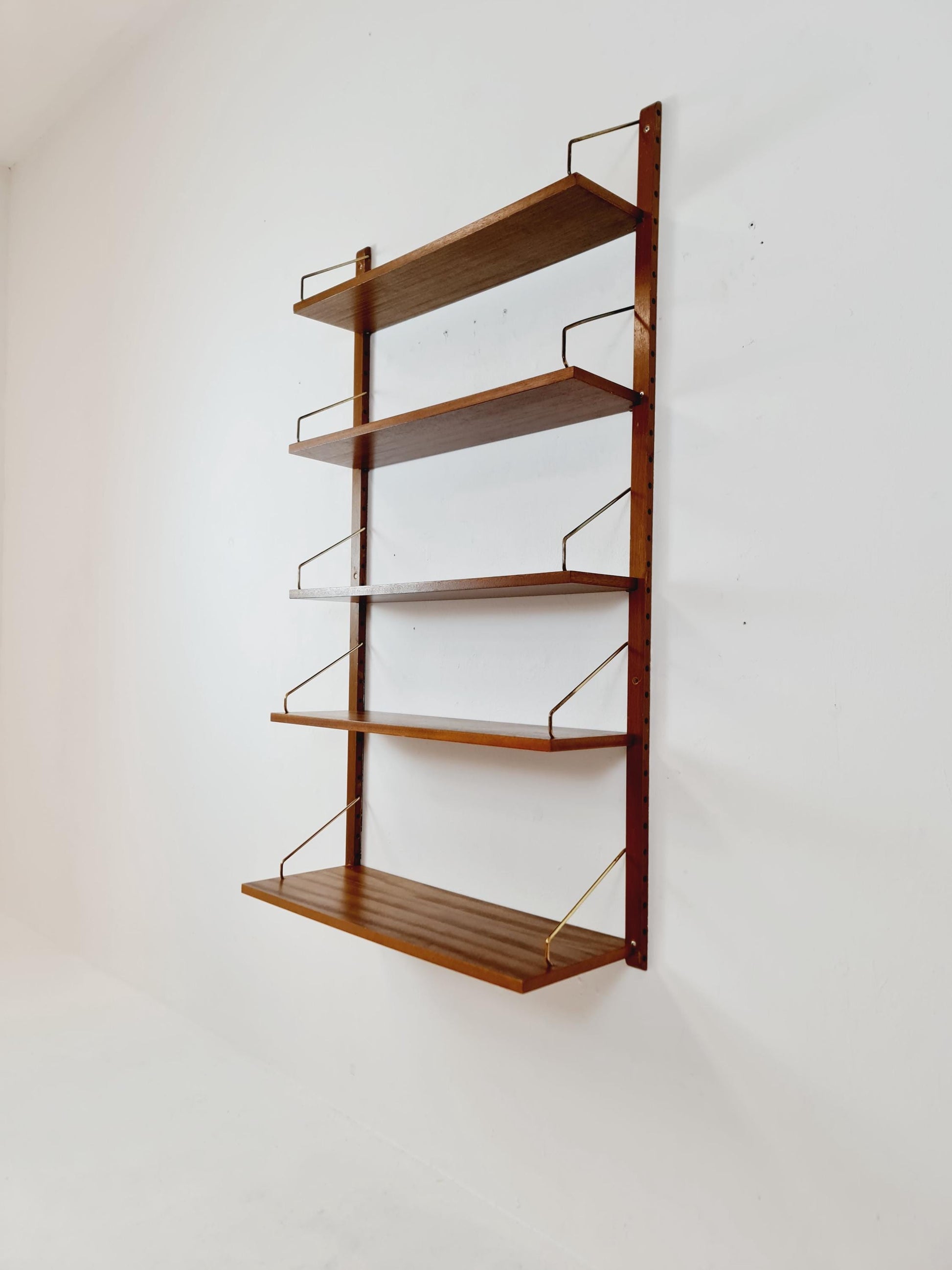 Midcentury Danish walnut Wall-Mounted Shelving Unit, by Royal for Poul Cadovius, 1960s
