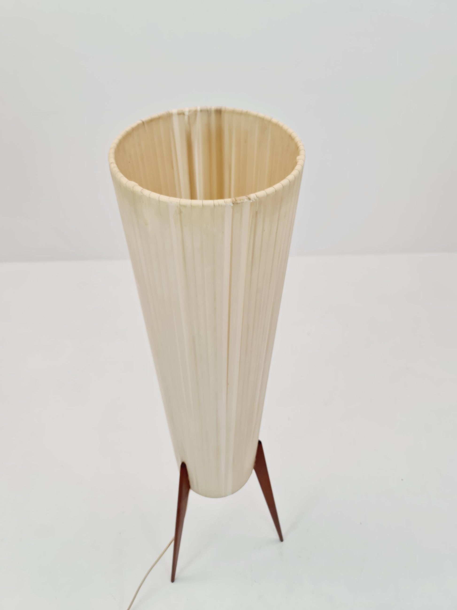Midcentury Danish tripod rocket floor lamp teak, 1960s