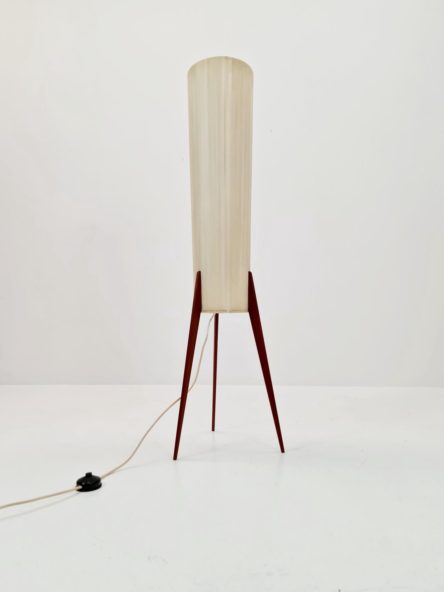 Midcentury Danish tripod rocket floor lamp teak, 1960s