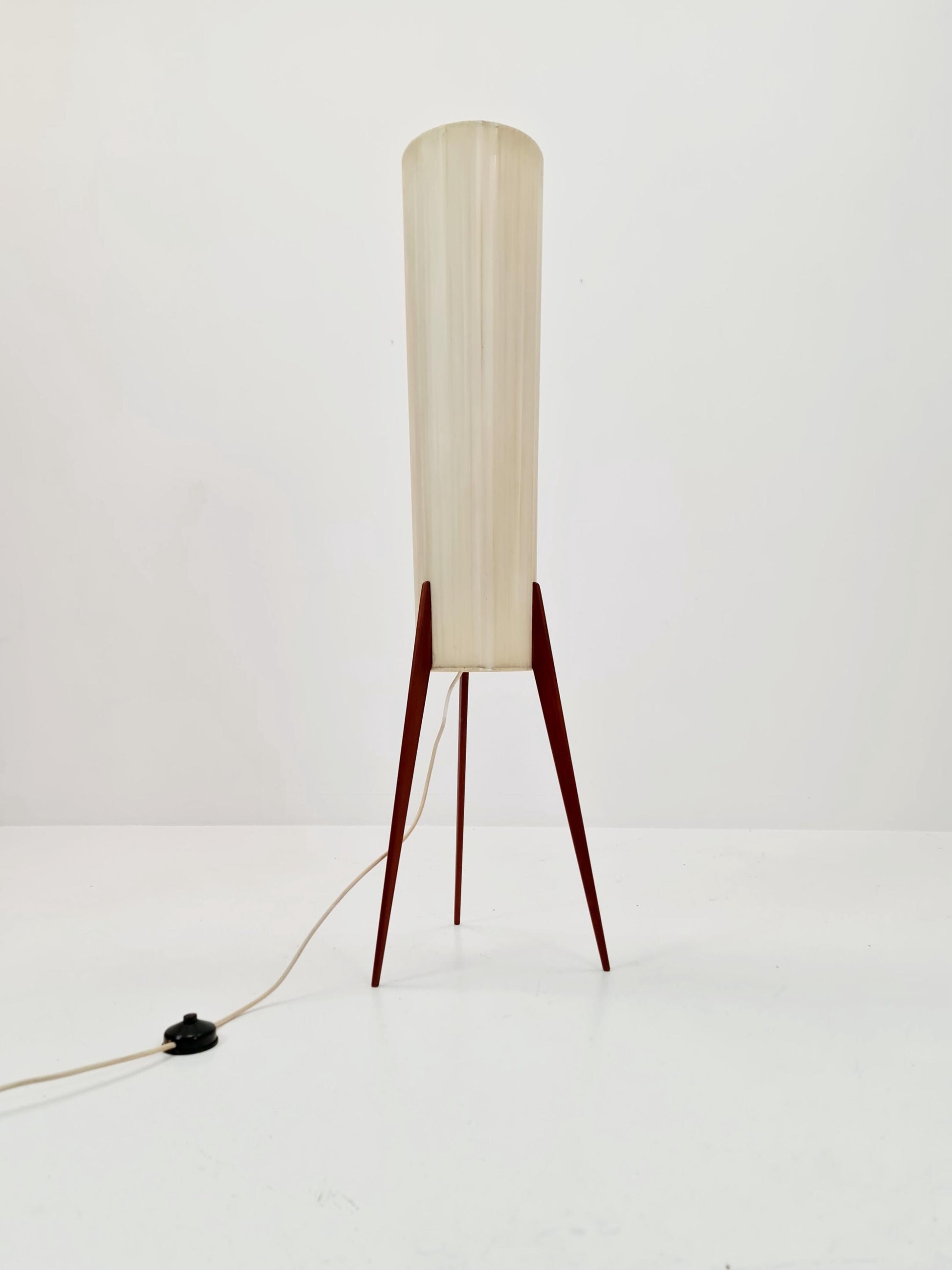 Midcentury Danish tripod rocket floor lamp teak, 1960s