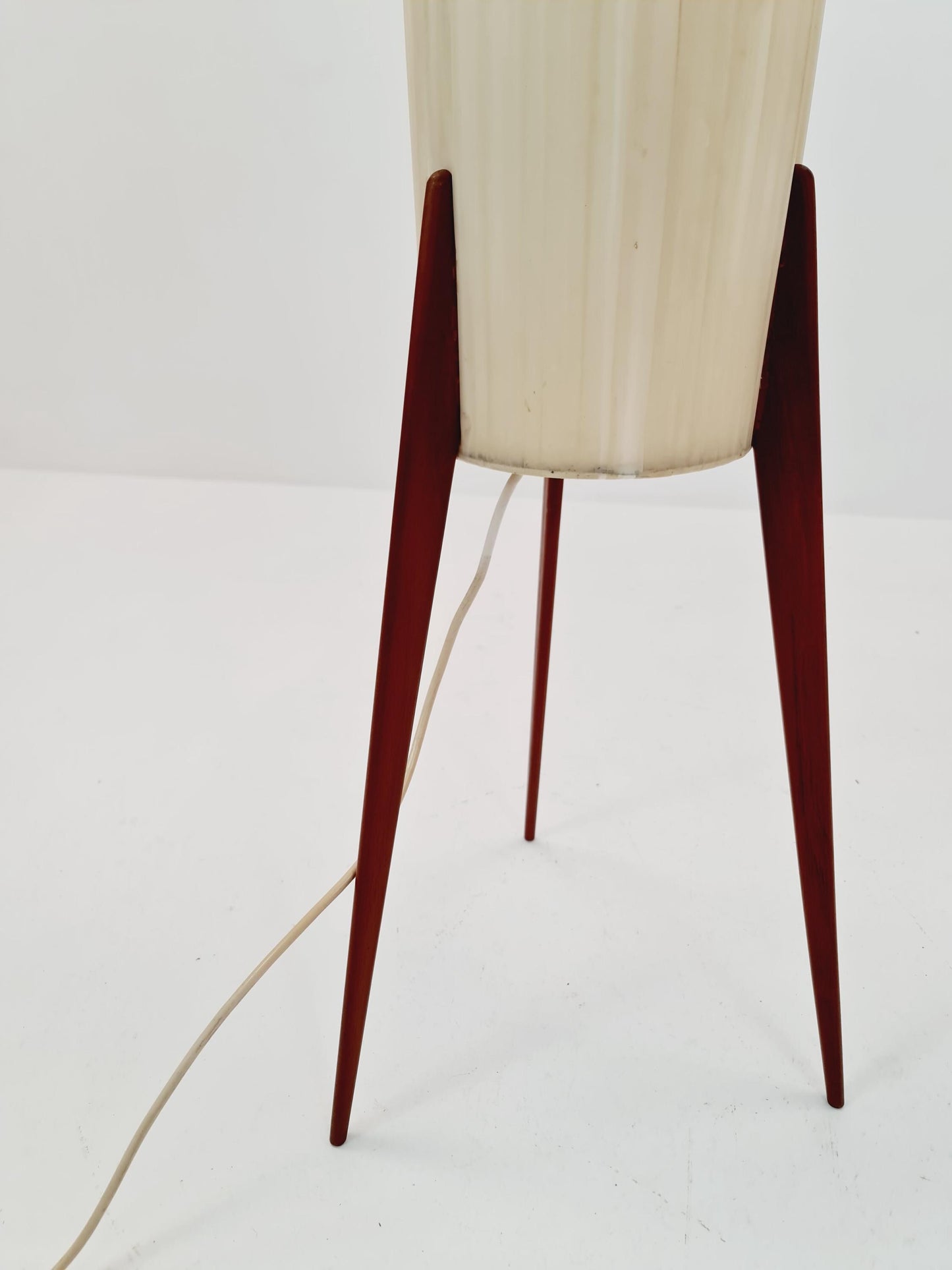 Midcentury Danish tripod rocket floor lamp teak, 1960s