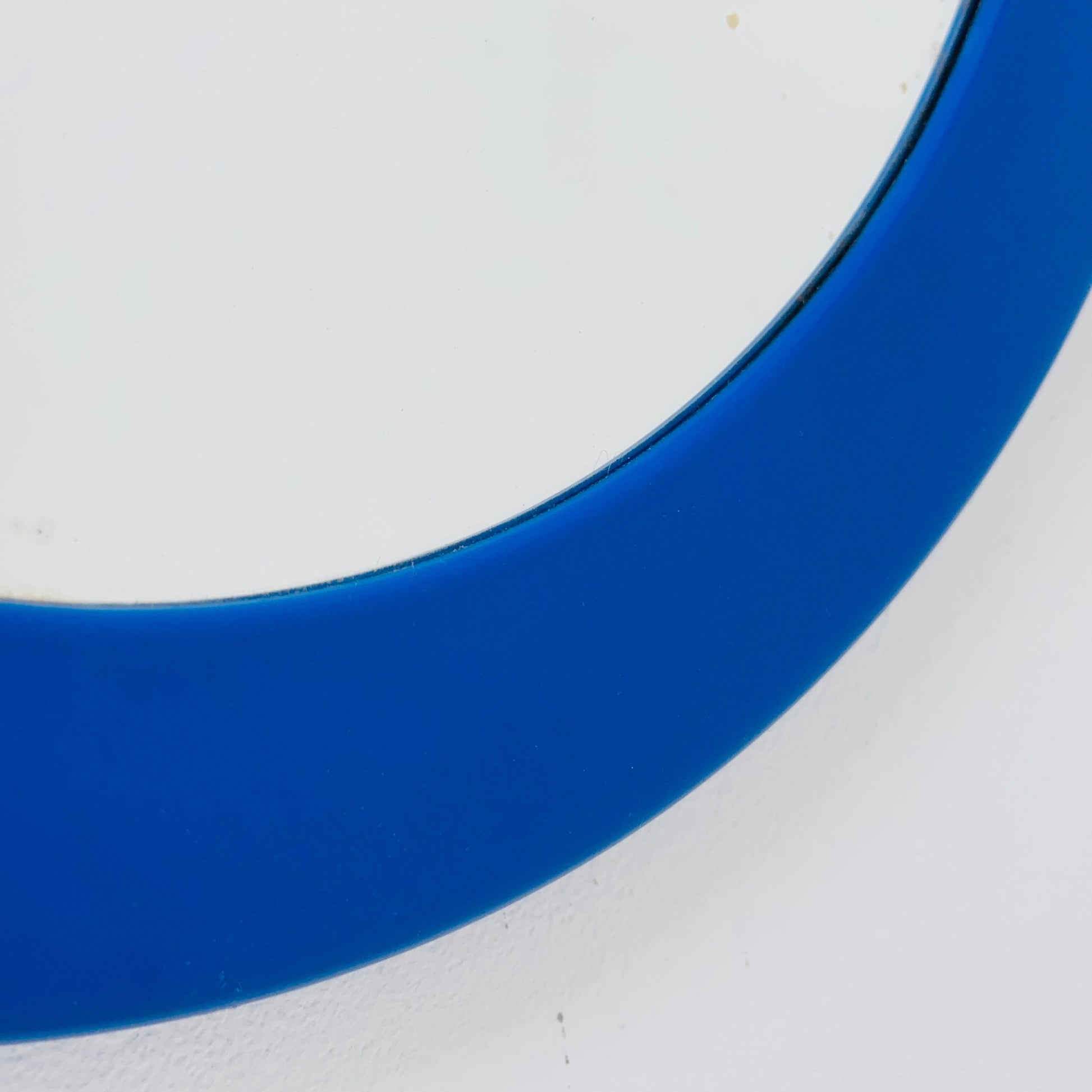 Space Age round wall mirror blue frame in plastic by Syla, France 1970s