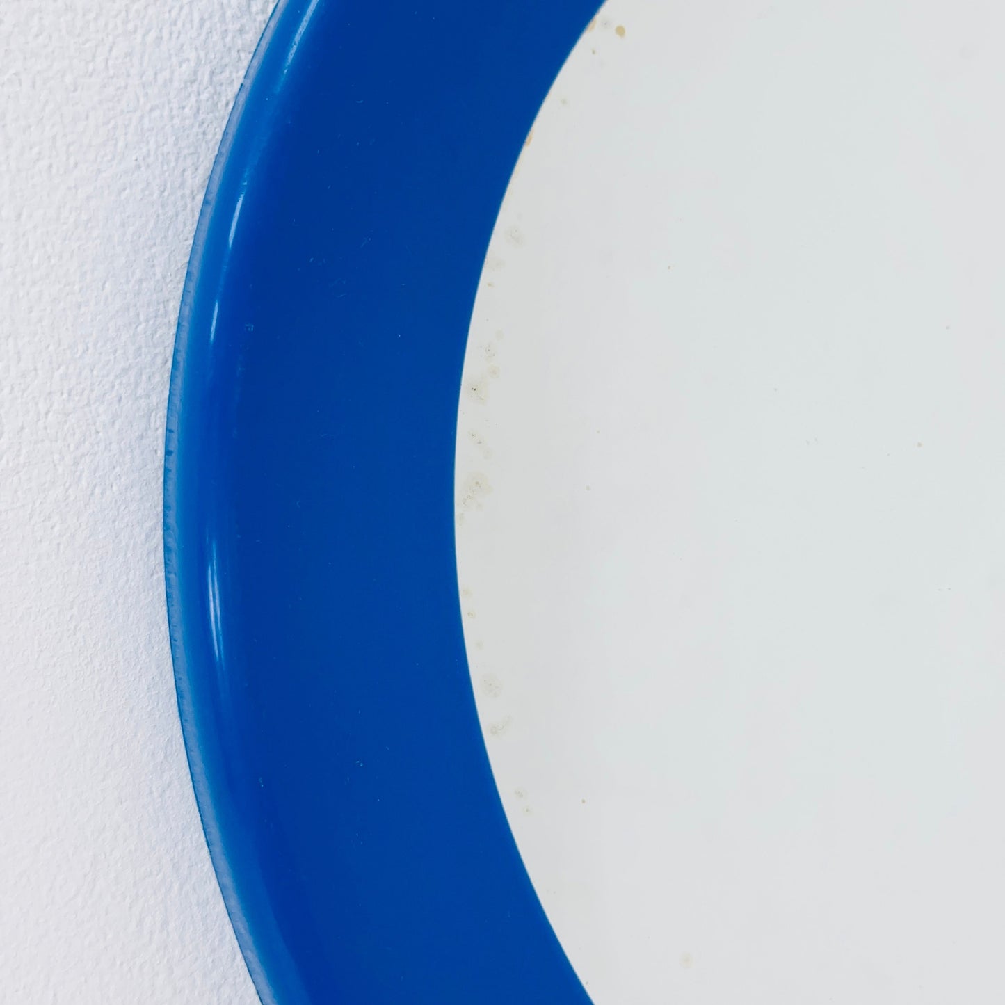 Space Age round wall mirror blue frame in plastic by Syla, France 1970s