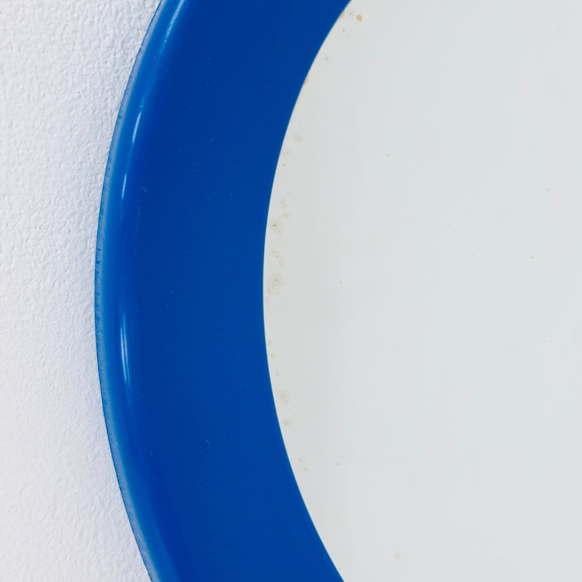 Space Age round wall mirror blue frame in plastic by Syla, France 1970s