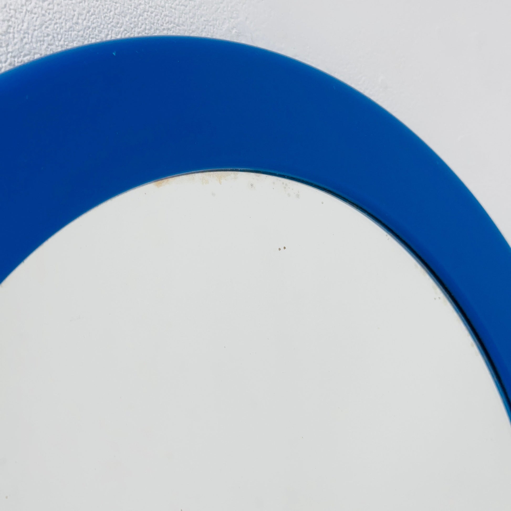 Space Age round wall mirror blue frame in plastic by Syla, France 1970s