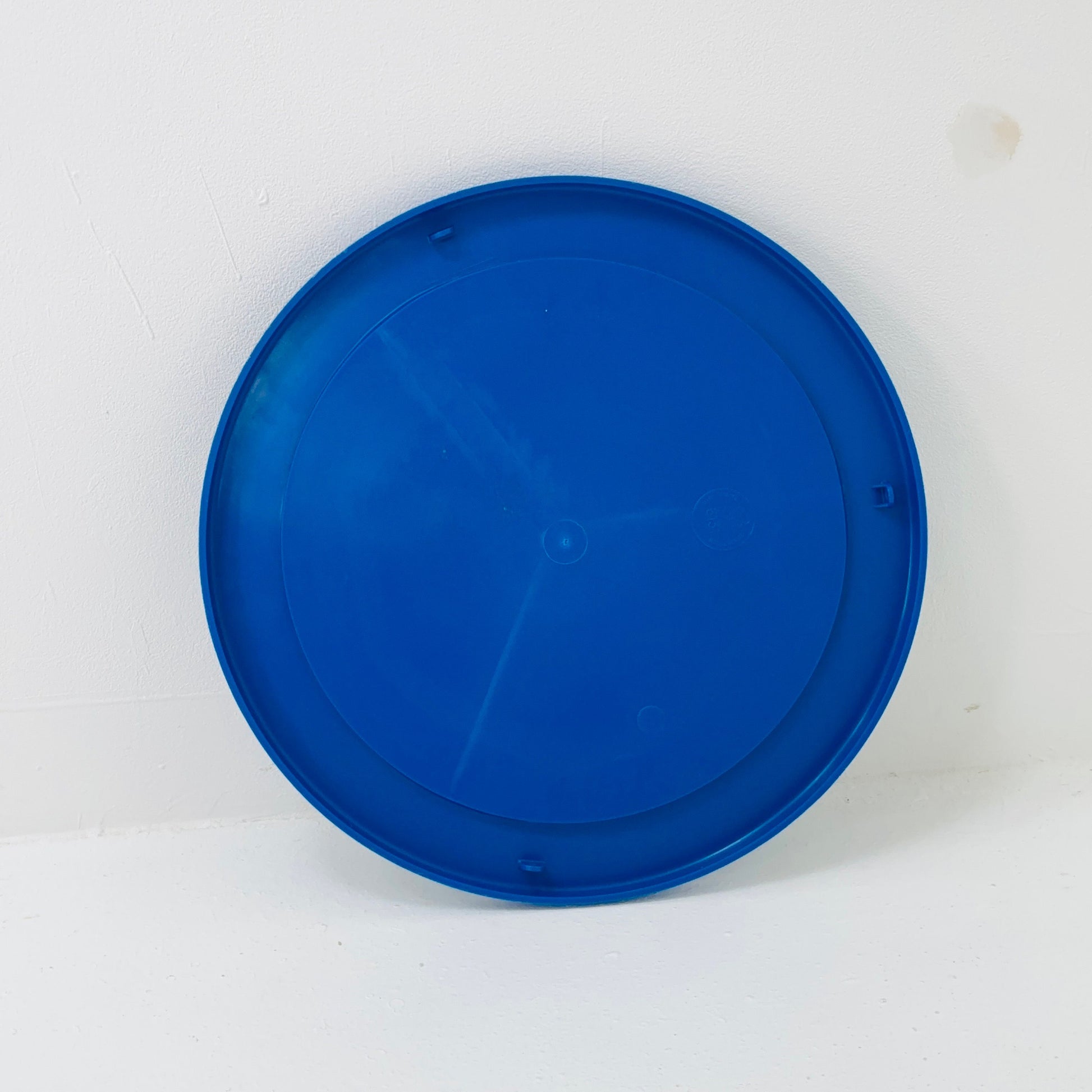 Space Age round wall mirror blue frame in plastic by Syla, France 1970s