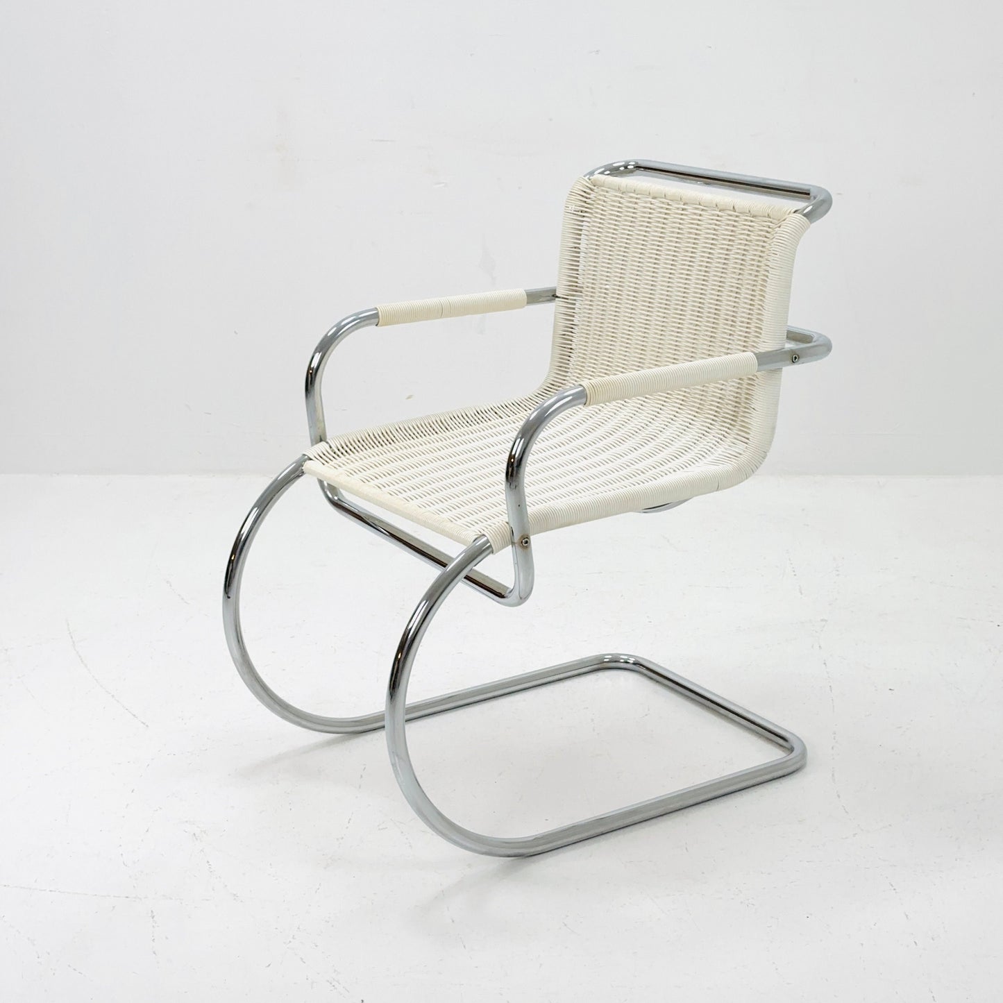 Mid century chrome & wicker Triennale chair by Franco Albini for Tecta, 1980s