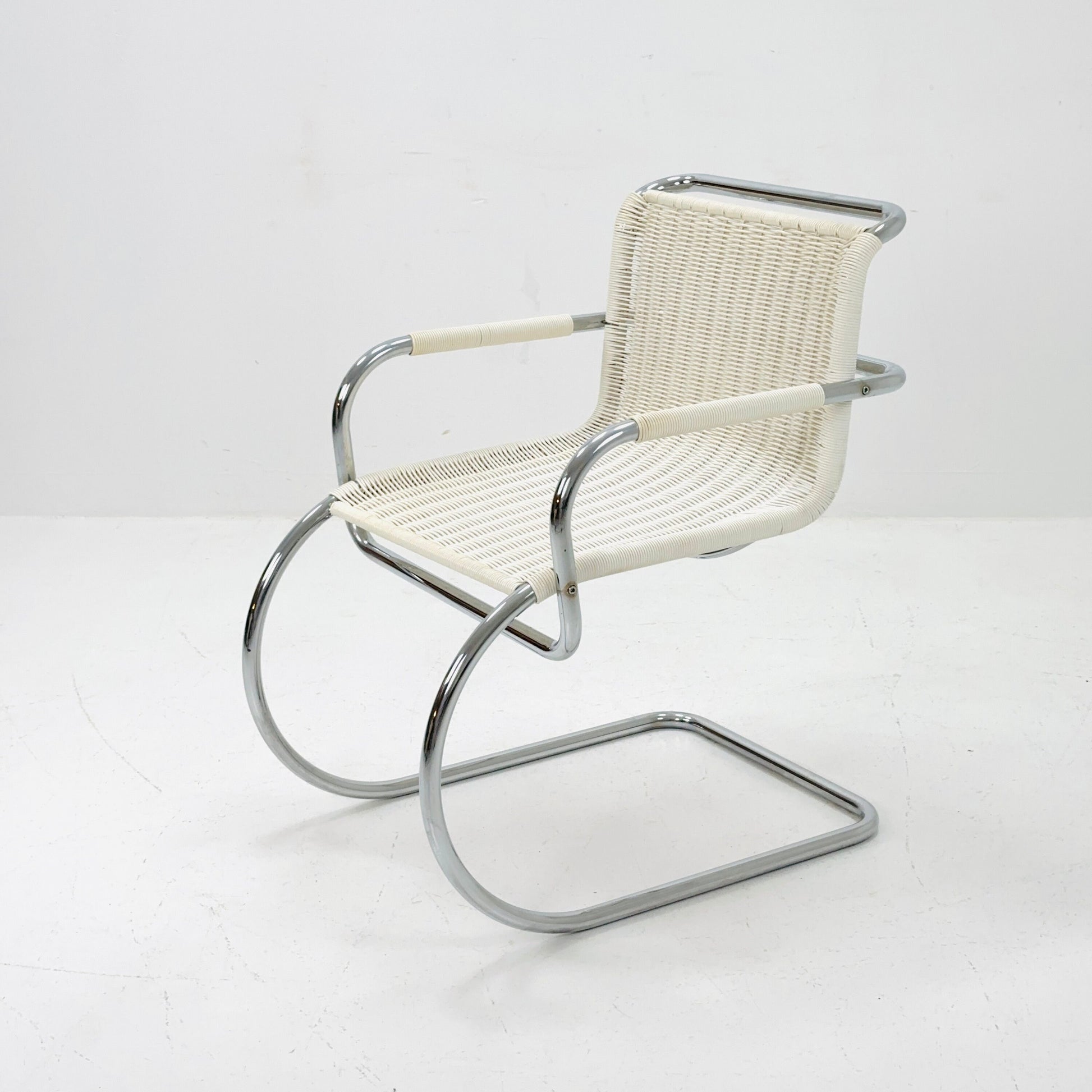 Mid century chrome & wicker Triennale chair by Franco Albini for Tecta, 1980s