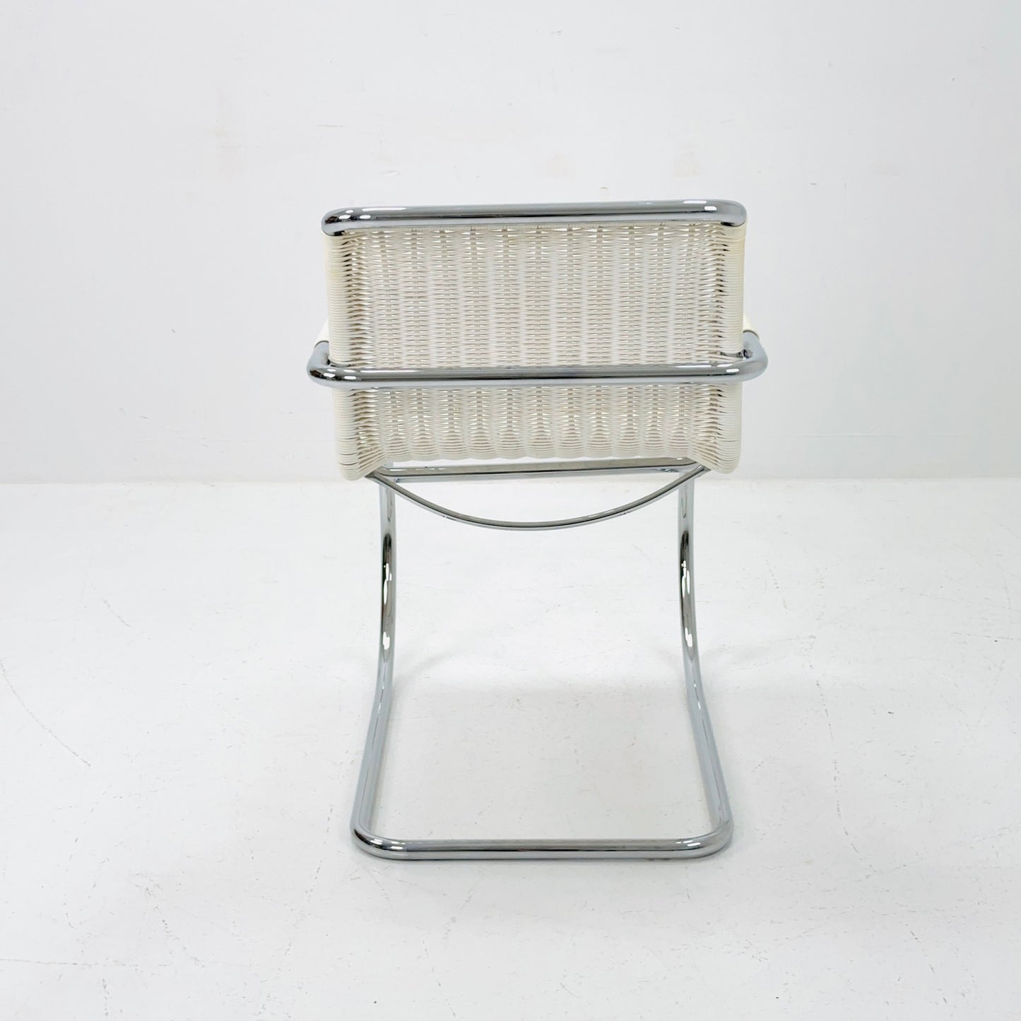 Mid century chrome & wicker Triennale chair by Franco Albini for Tecta, 1980s