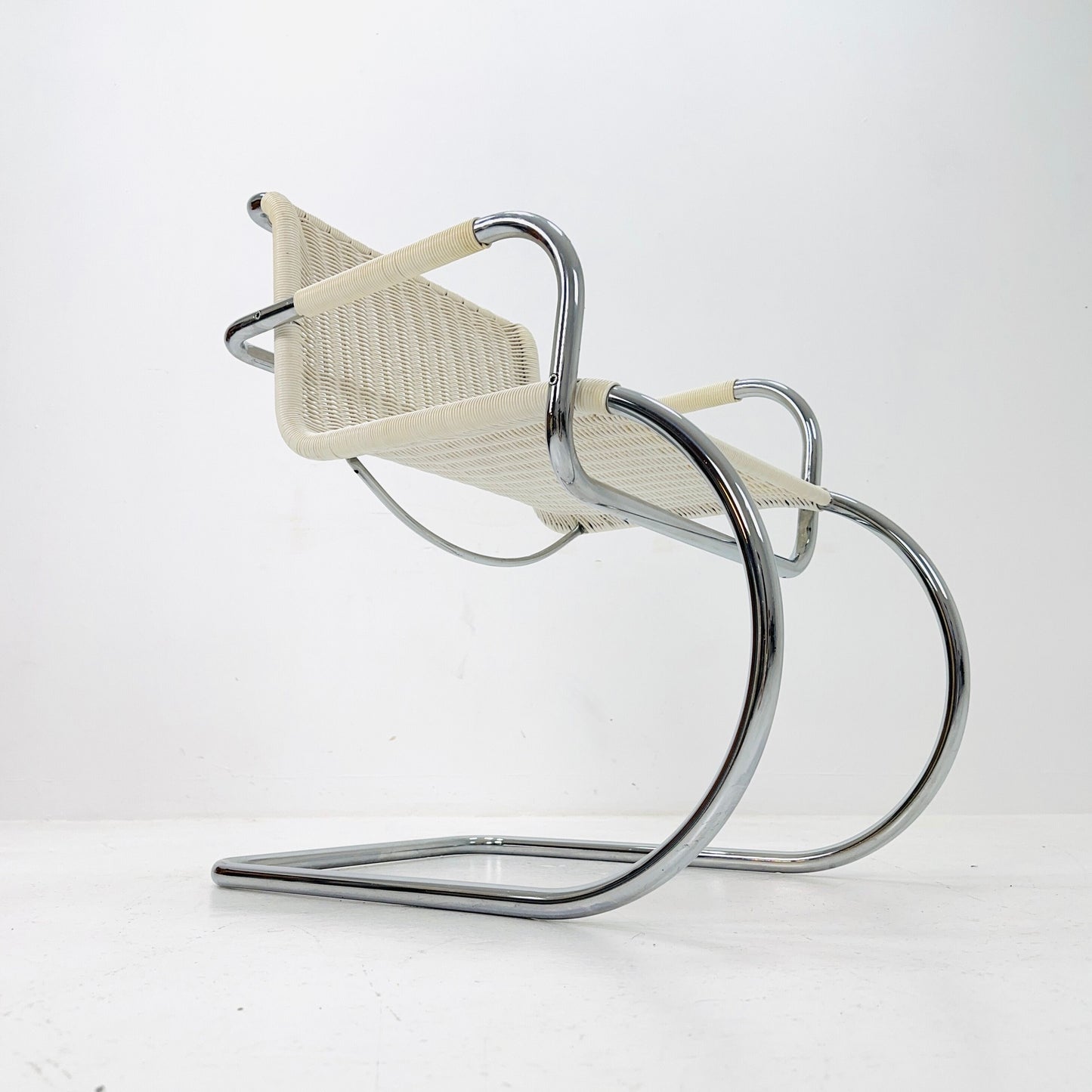 Mid century chrome & wicker Triennale chair by Franco Albini for Tecta, 1980s