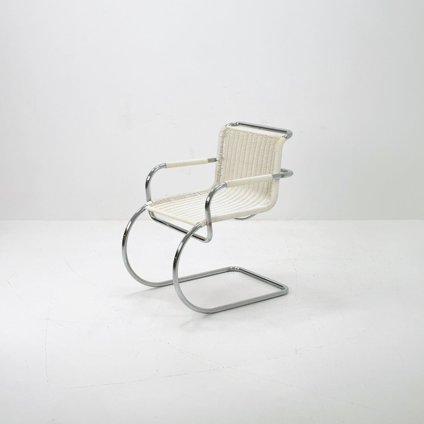 Mid century chrome & wicker Triennale chair by Franco Albini for Tecta, 1980s