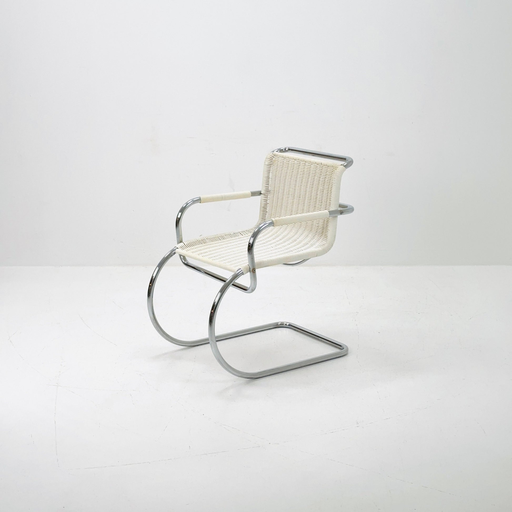 Mid century chrome & wicker Triennale chair by Franco Albini for Tecta, 1980s