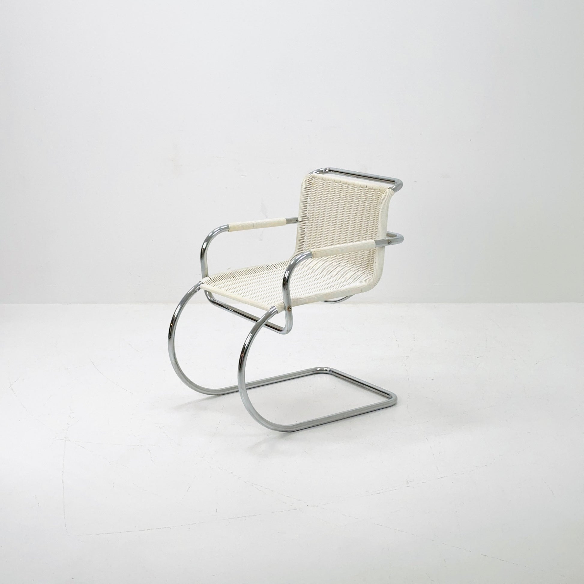 Mid century chrome & wicker Triennale chair by Franco Albini for Tecta, 1980s