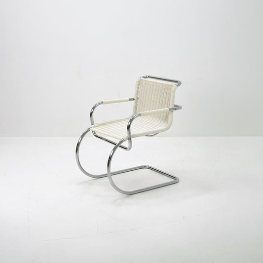 Mid century chrome & wicker Triennale chair by Franco Albini for Tecta, 1980s