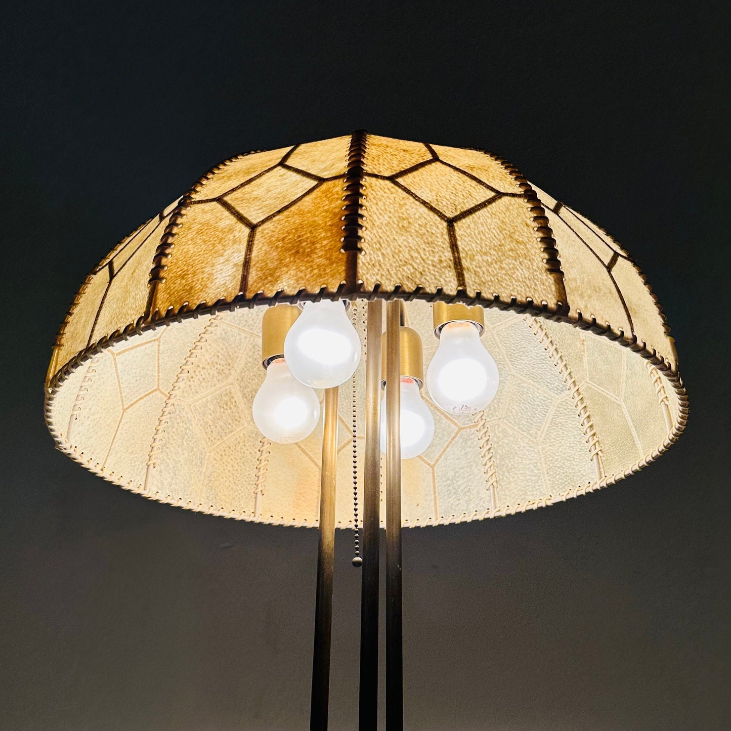 Mid century table lamp with sewn shade by Idell Kaiser Leuchten, 1960s