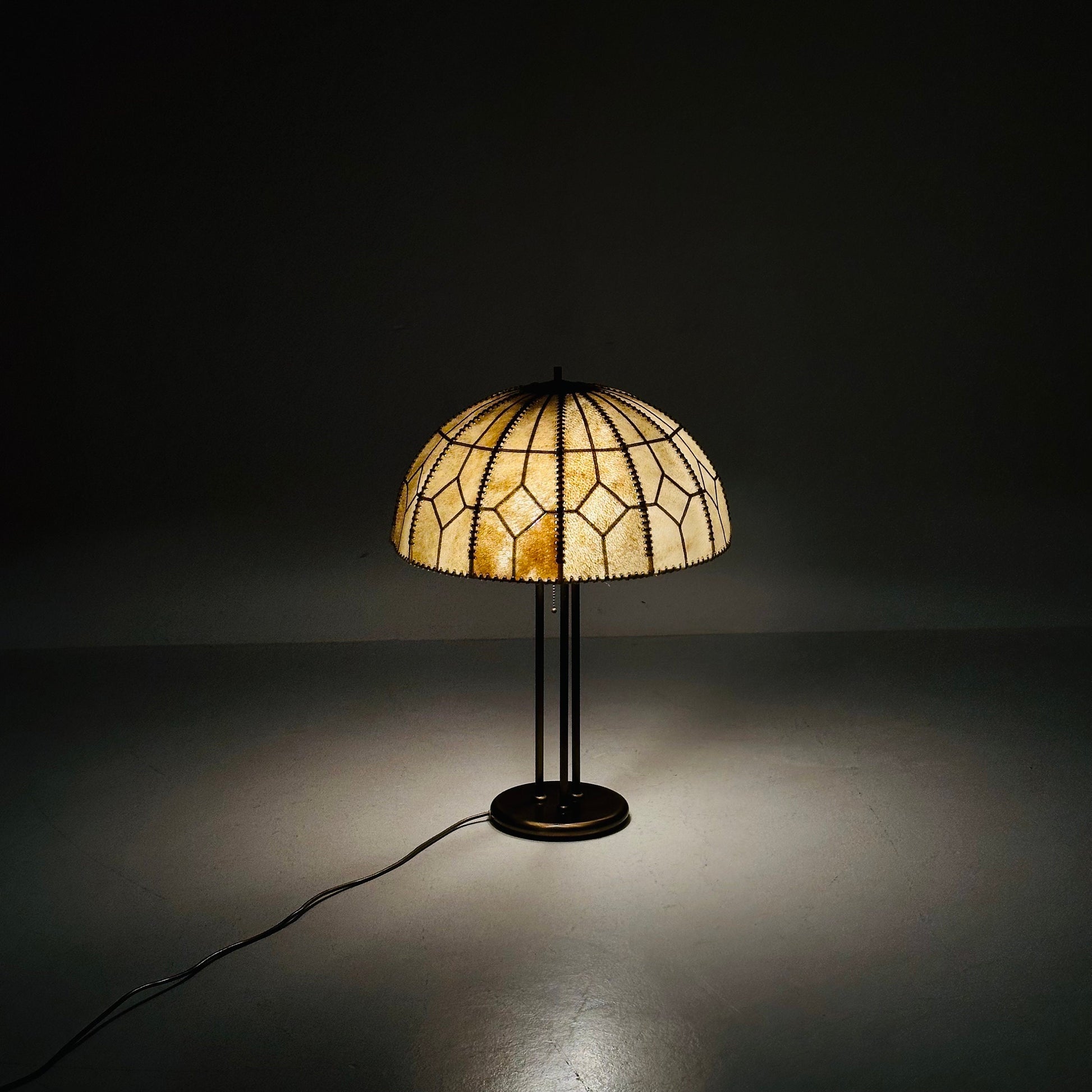 Mid century table lamp with sewn shade by Idell Kaiser Leuchten, 1960s