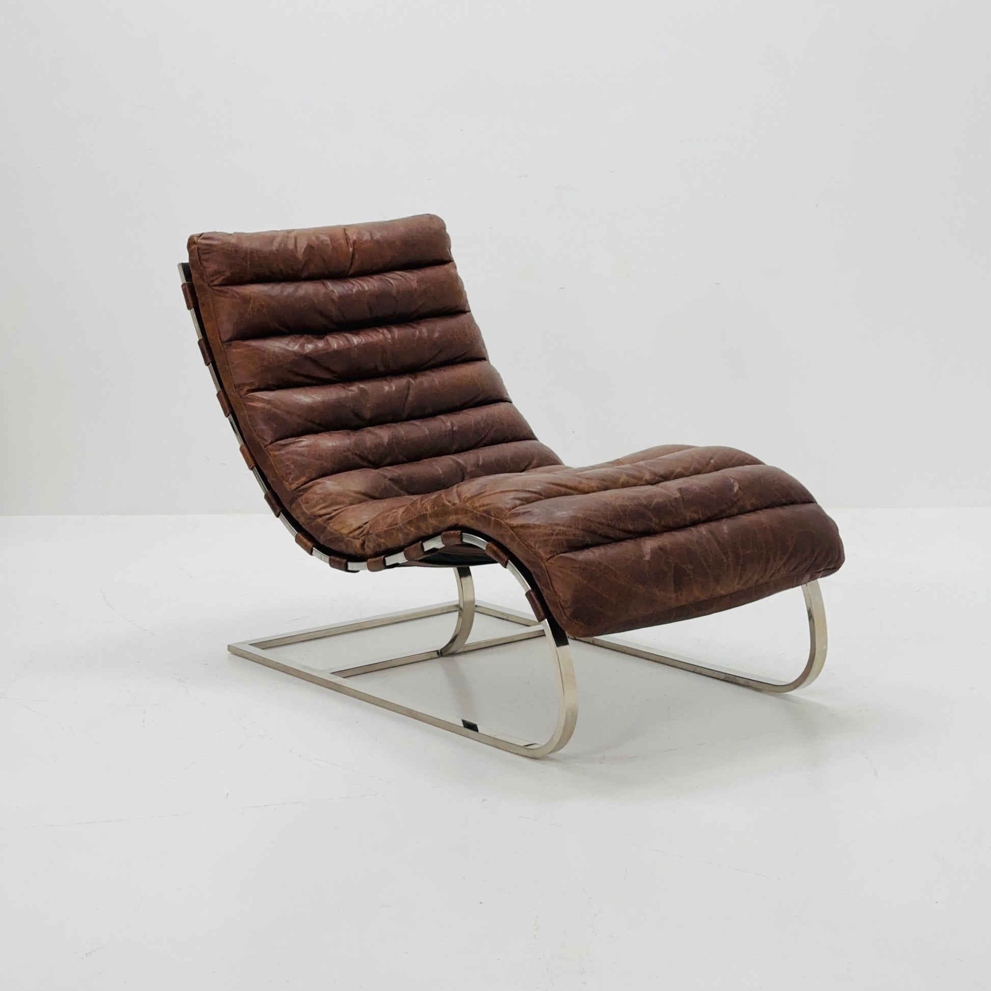 Mid Century Lounge chair leather and chrome, Ludwig Mies van der Rohe Italy '