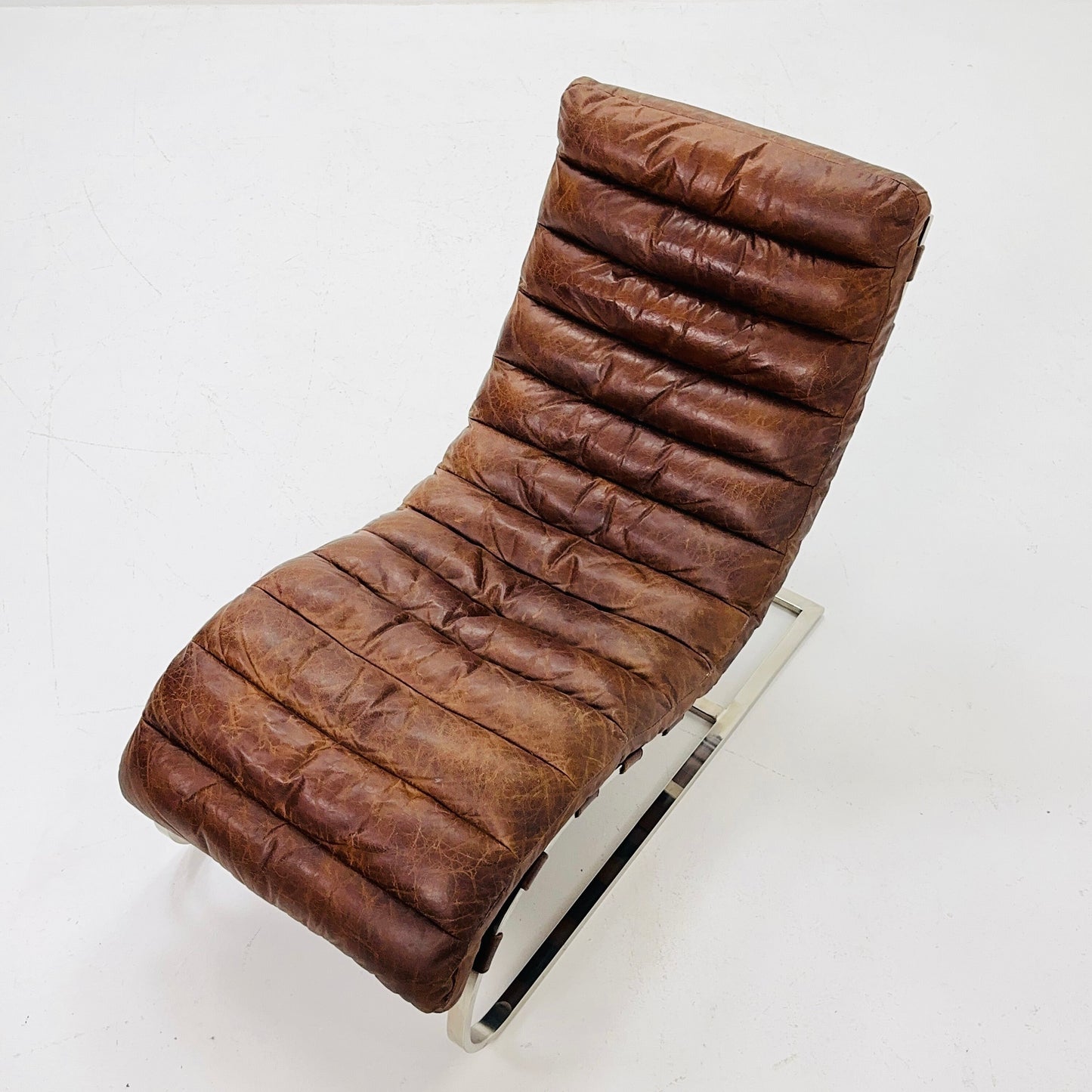 Mid Century Lounge chair leather and chrome, Ludwig Mies van der Rohe Italy '