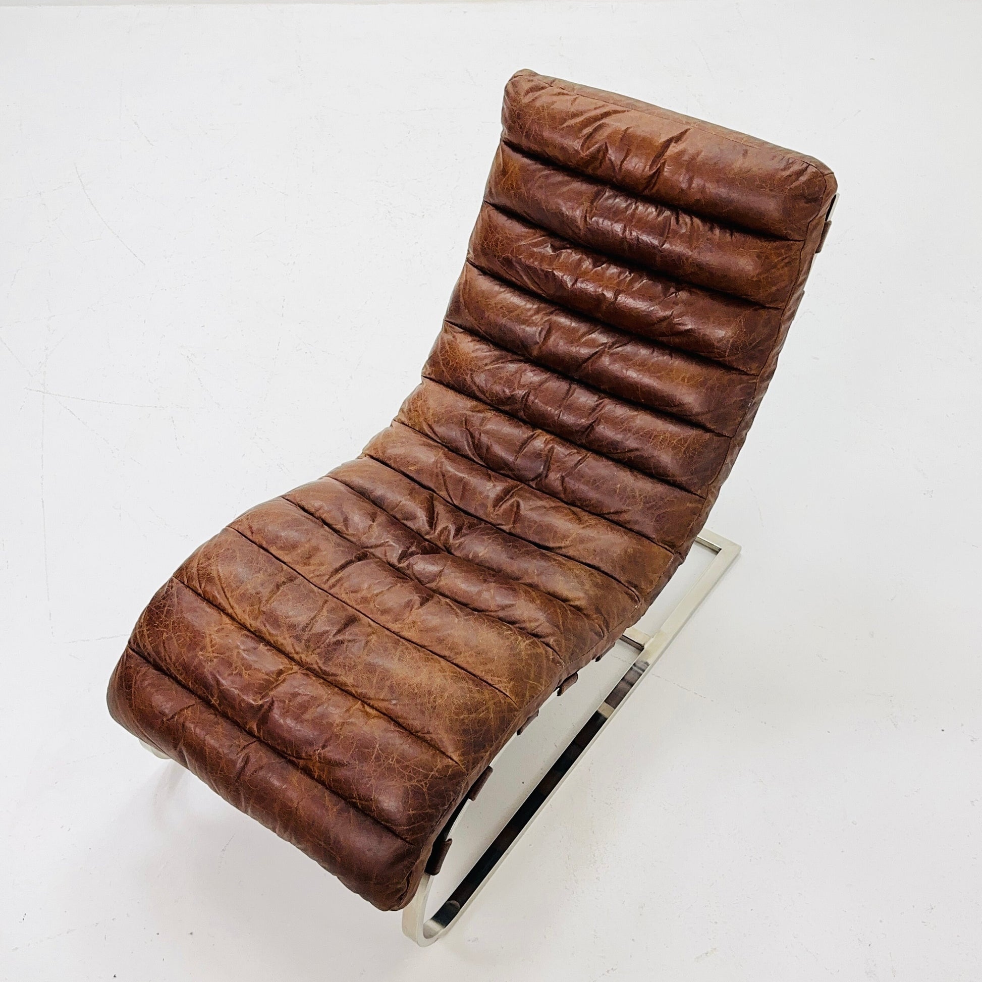Mid Century Lounge chair leather and chrome, Ludwig Mies van der Rohe Italy '