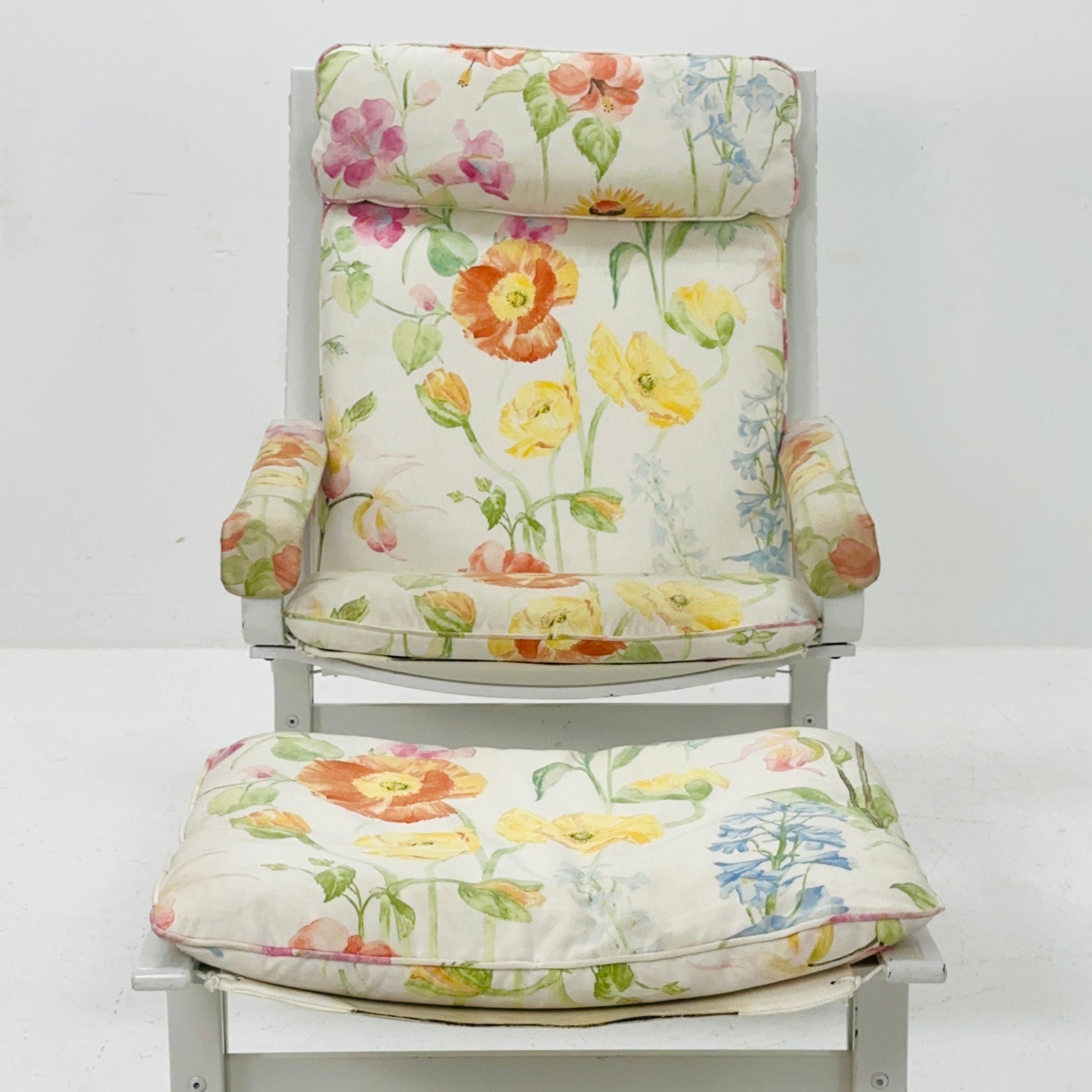 Mid-Century Ingmar Relling Siesta Lounge chair and ottoman Set in flower pattern 1970s Norway