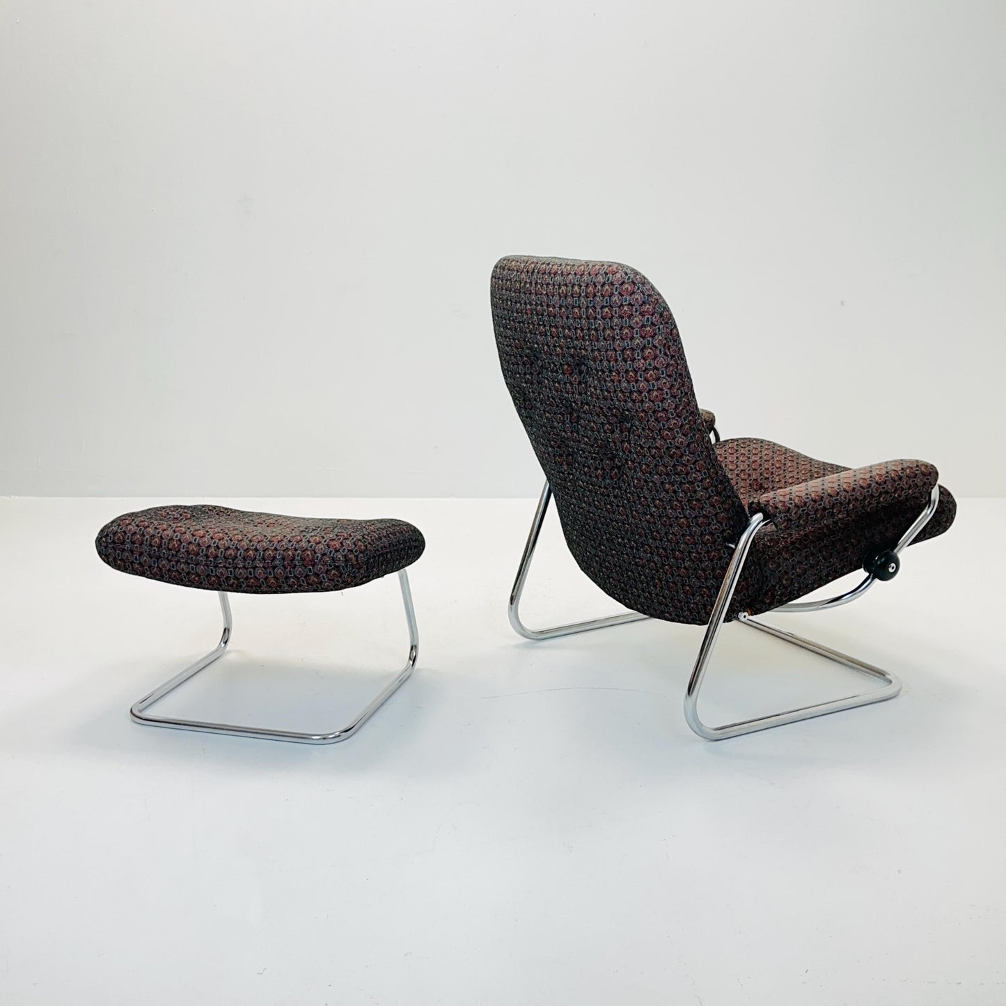 Mid century Ekornes reclining armchair and ottoman Norway 1980s