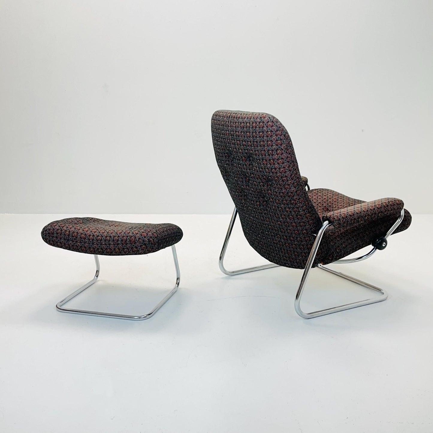 Mid century Ekornes reclining armchair and ottoman Norway 1980s
