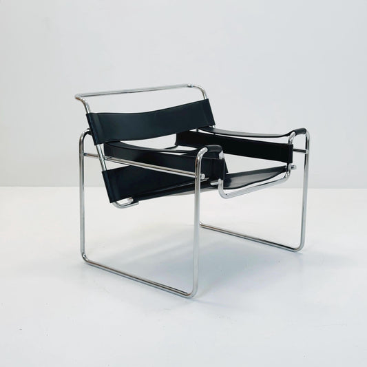 Marcel Breuer Wassily Style leather B3 Chairs 1980s Italy by Fasem