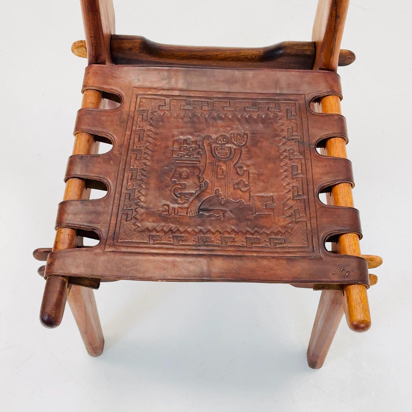 Ecuadorian dining chair with stamped leather by Angel Pazmino, 1960s
