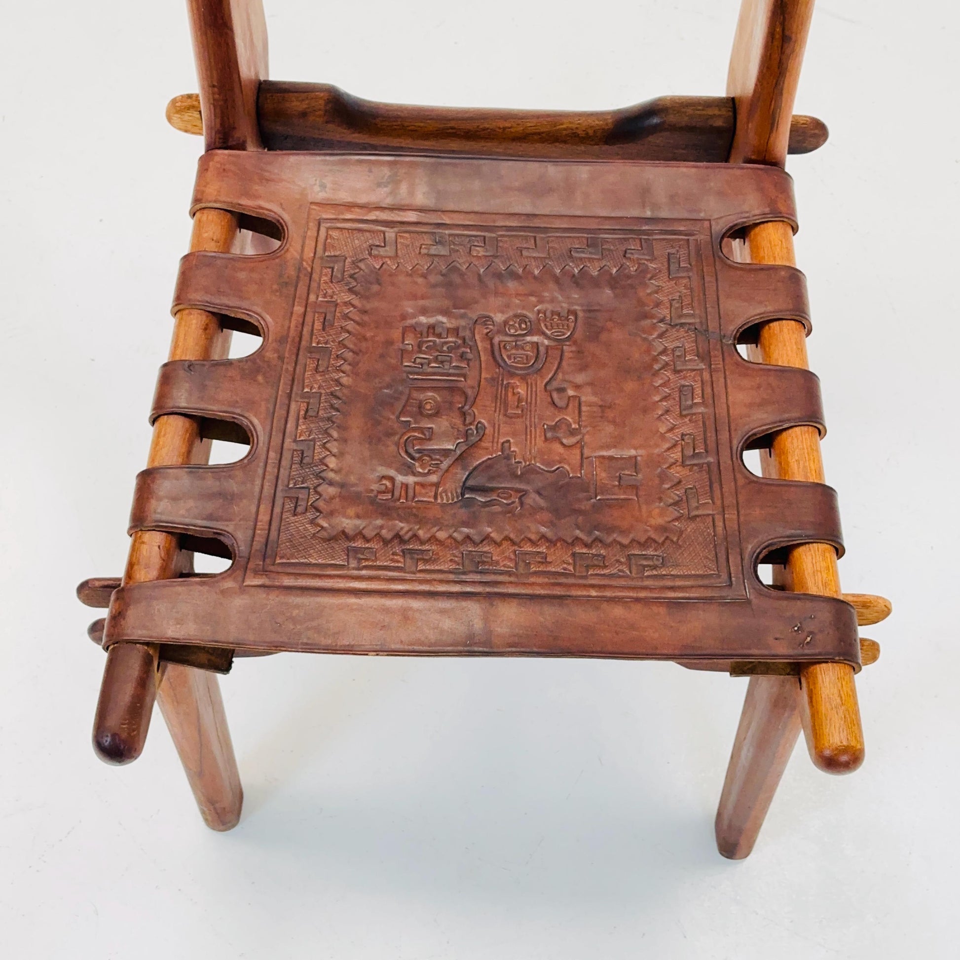 Ecuadorian dining chair with stamped leather by Angel Pazmino, 1960s