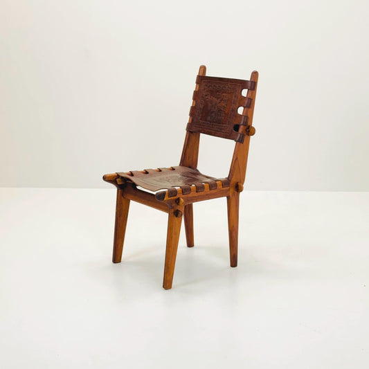 Ecuadorian dining chair with stamped leather by Angel Pazmino, 1960s