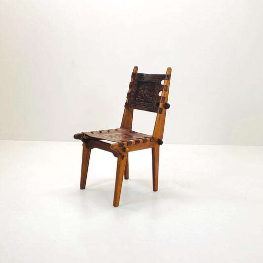 Ecuadorian dining chair with stamped leather by Angel Pazmino, 1960s