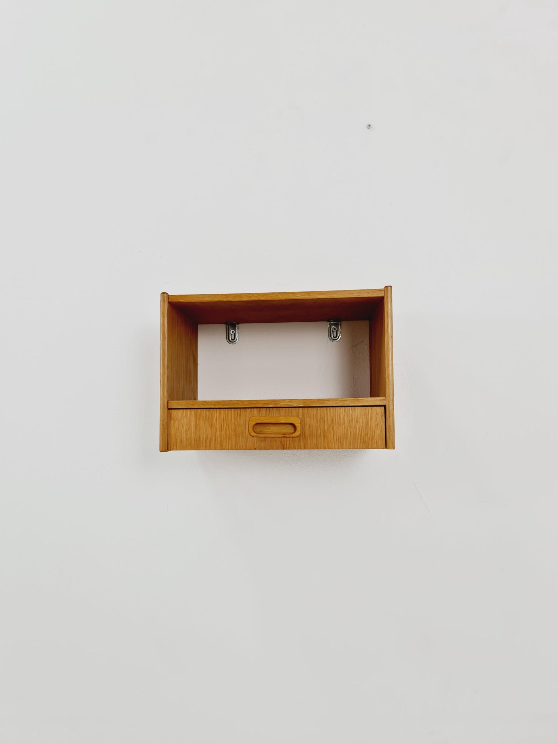 Scandinavian string oak floating/ hanging bedside table/ nightstand, 1960s