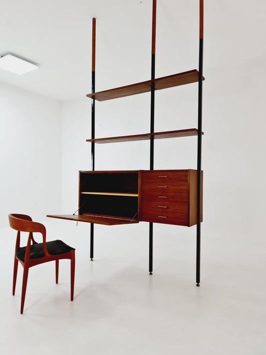 Danish teak room divider modular vintage library bookcase shelf-system , 1960s