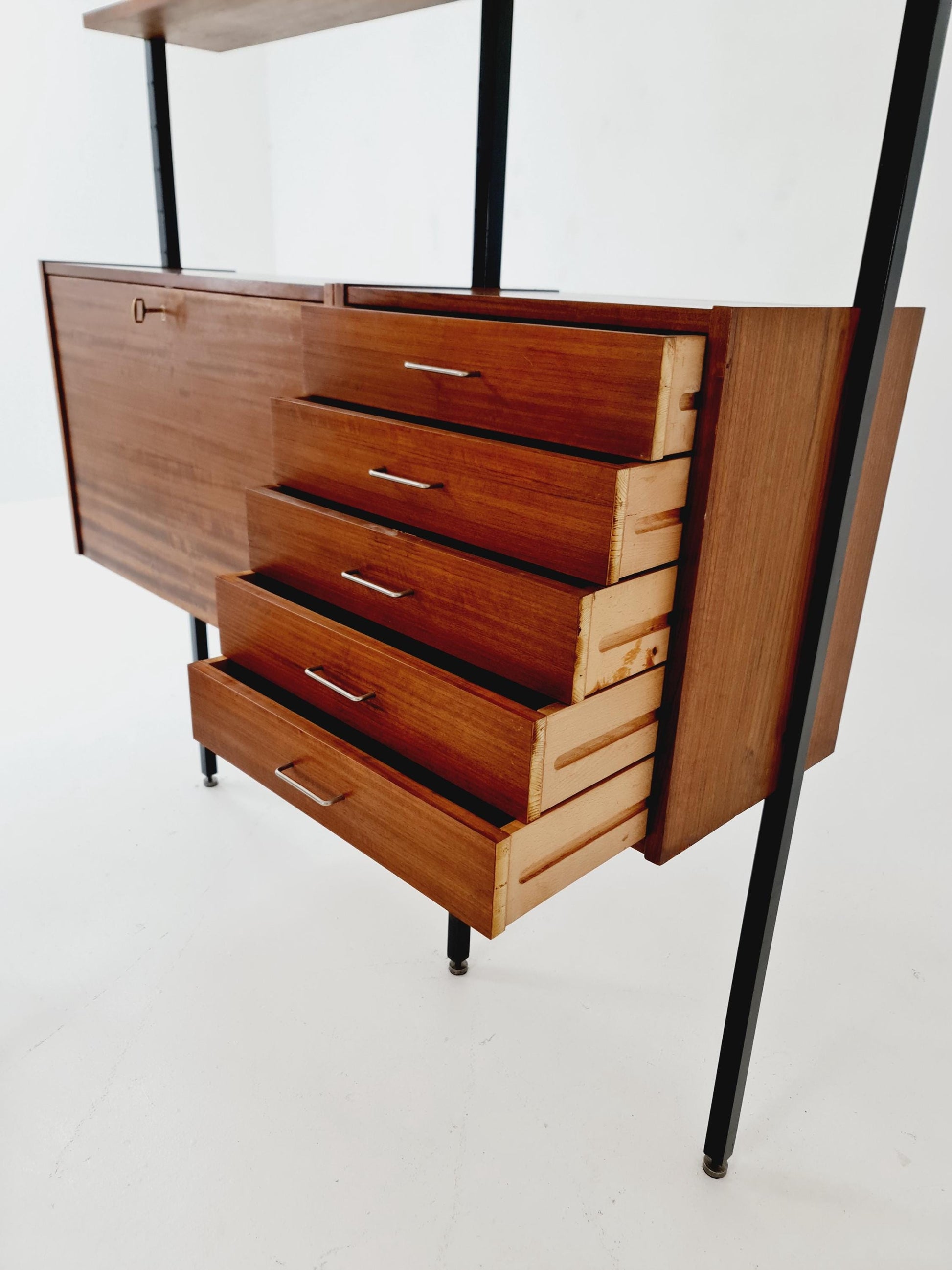 Danish teak room divider modular vintage library bookcase shelf-system , 1960s