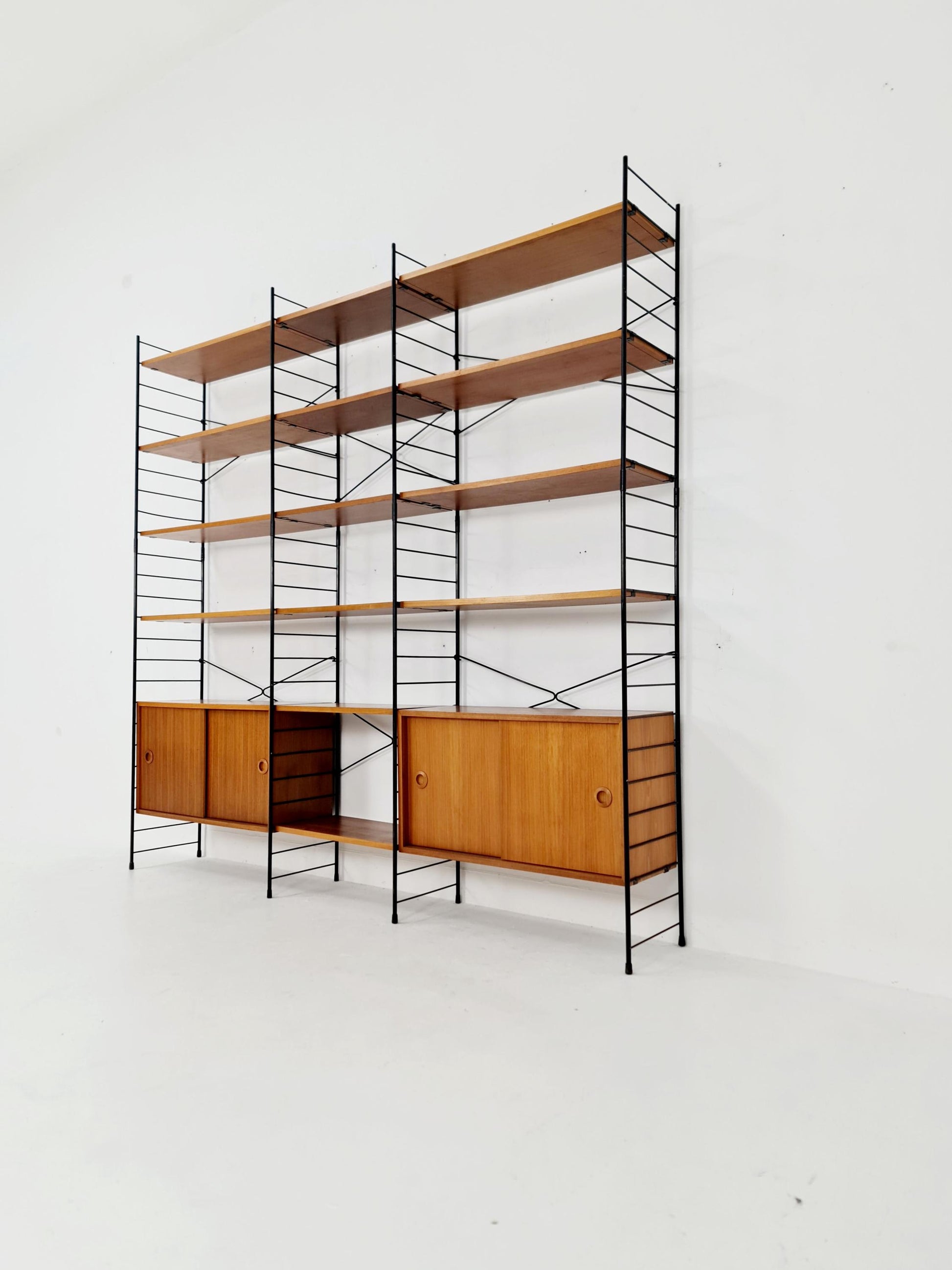 String shelf-system, bookcase with 2 cabinet teak by WHB Germany, 1950s