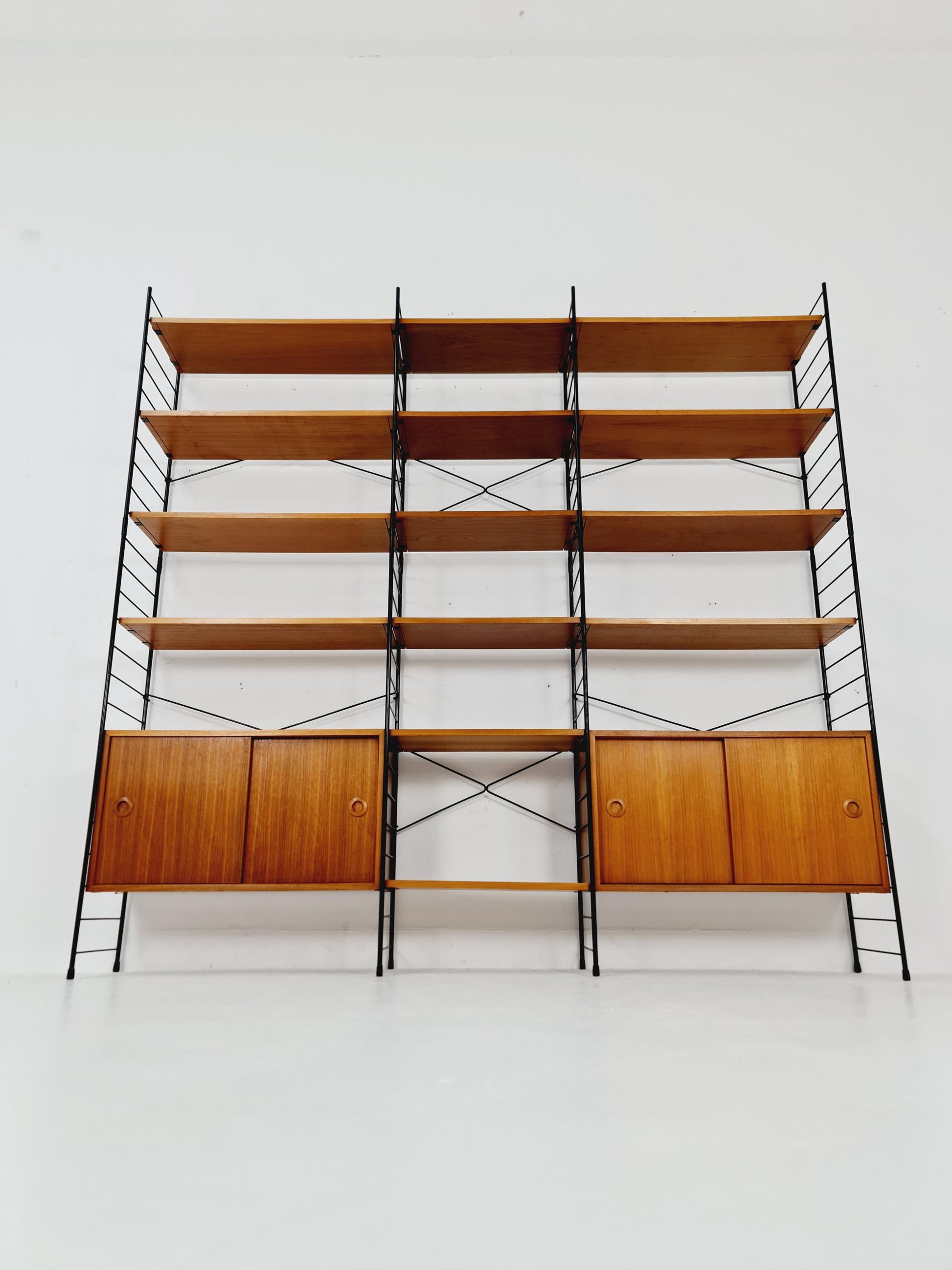 String shelf-system, bookcase with 2 cabinet teak by WHB Germany, 1950s