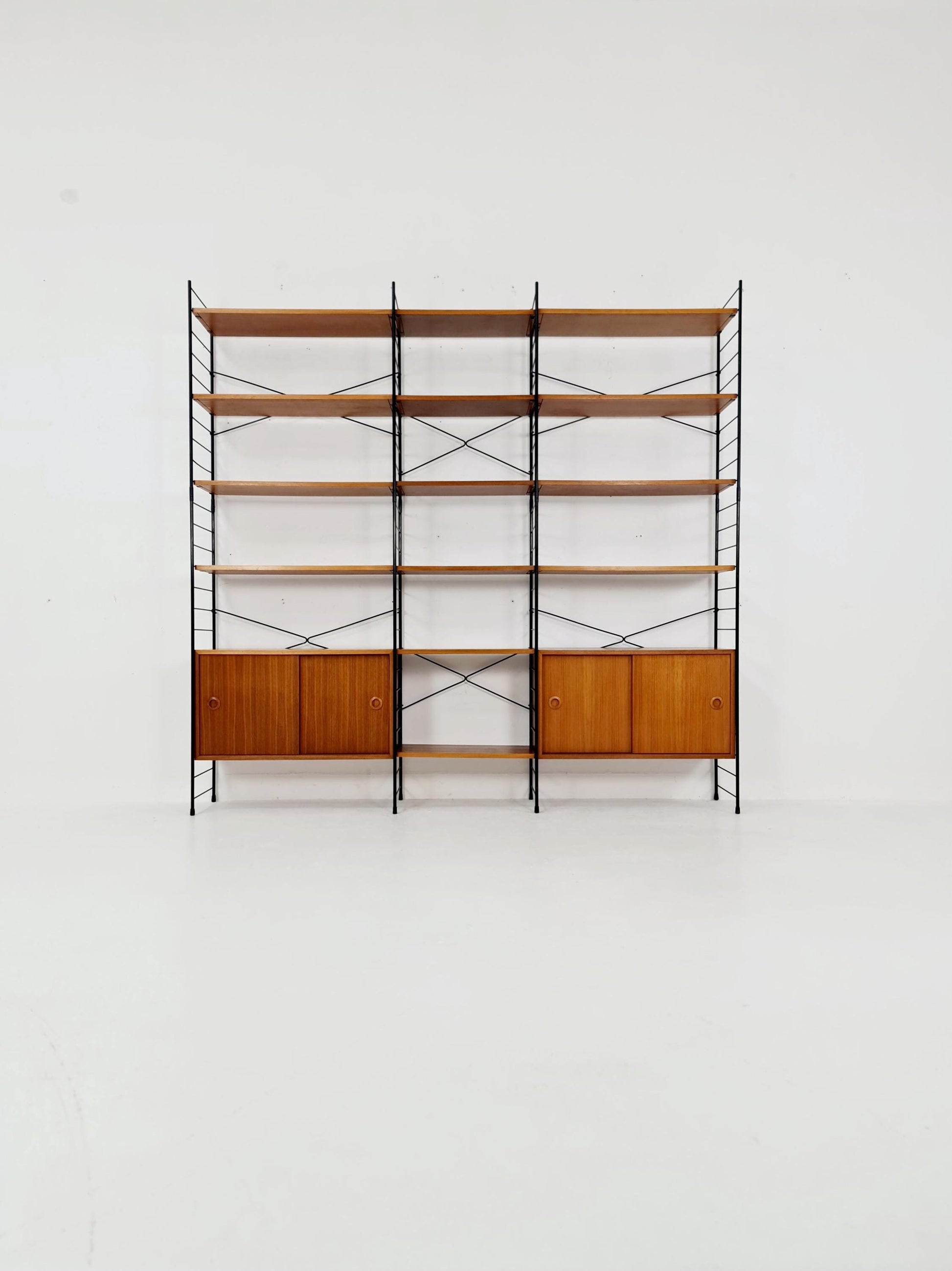 String shelf-system, bookcase with 2 cabinet teak by WHB Germany, 1950s