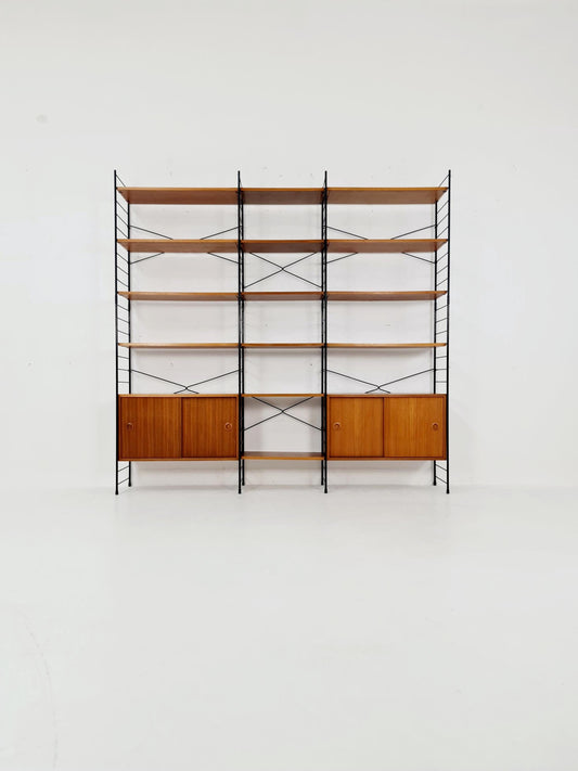 String shelf-system, bookcase with 2 cabinet teak by WHB Germany, 1950s