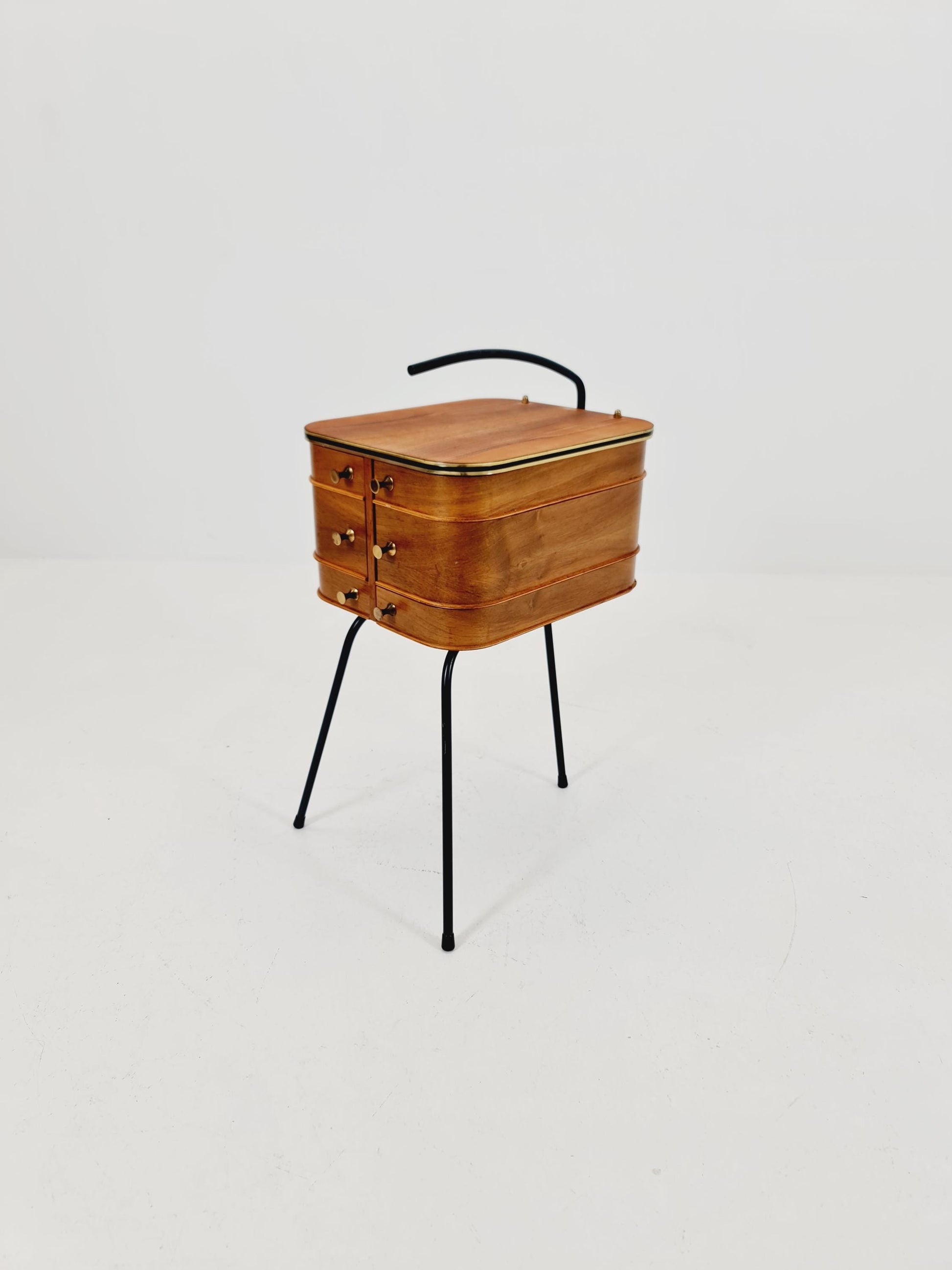Vintage teak sweing table/ side table cabinet, 1960s